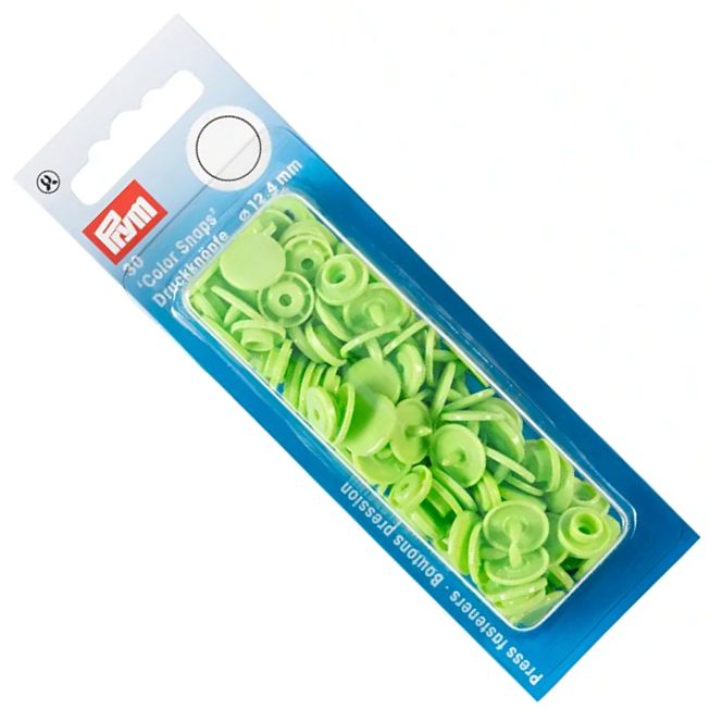 napy plastikowe COLOR SNAPS fi 12,4mm PRYM 393144 jasny zielony .