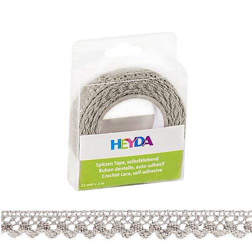 samoprzylepna koronka bawełniana HEYDA 2 mb x 15 mm kolor szary / 83