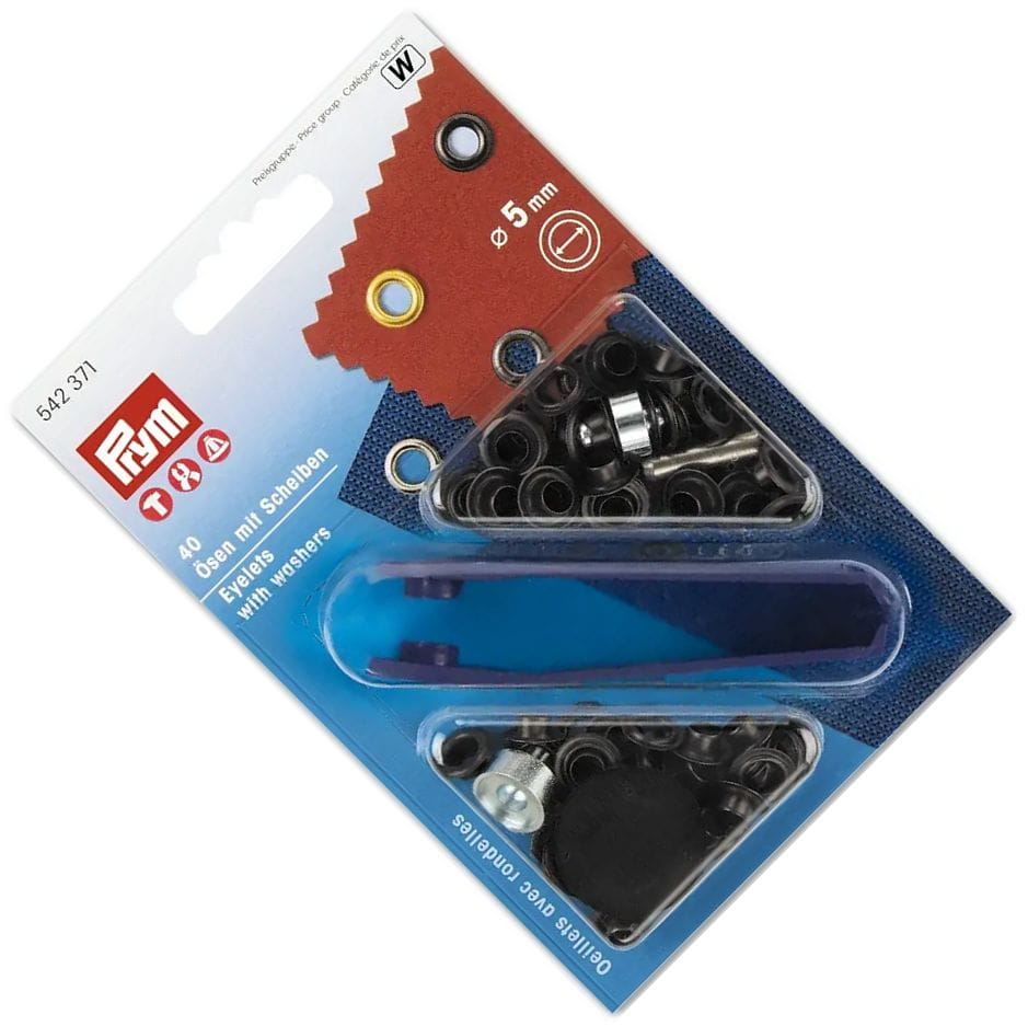 oczka do tkanin,jeansu fi 5mm czarne 40szt PRYM 542371 .