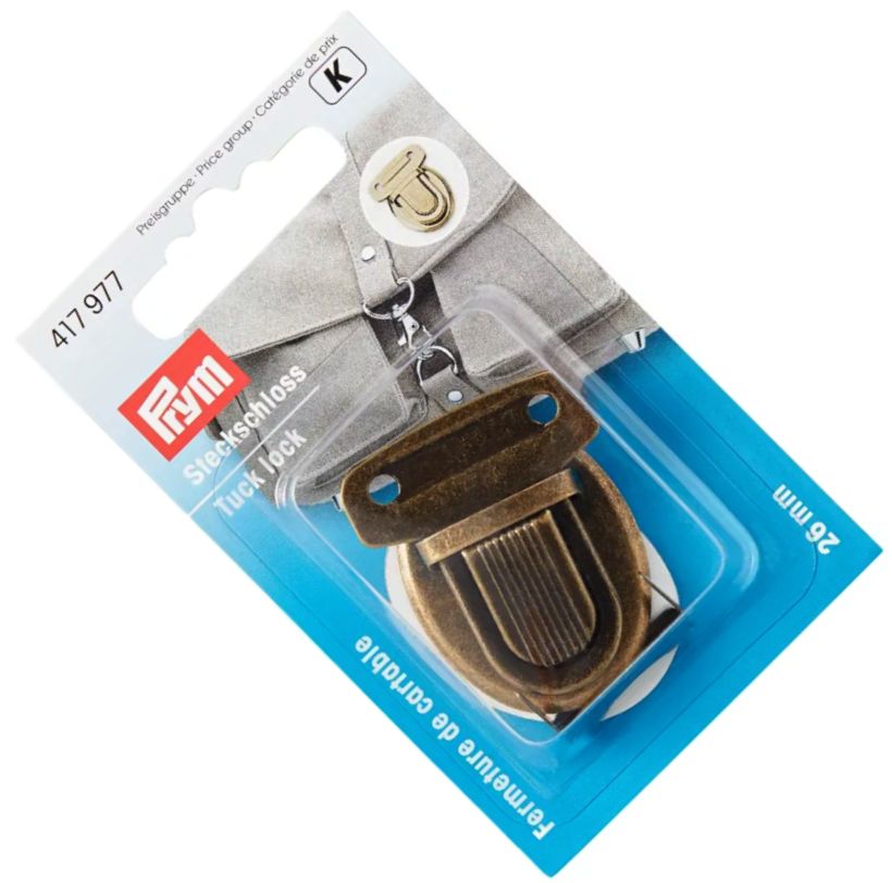 zapięcie do toreb, torebek, portfeli 26mm PRYM 417977 stary mosiądz .