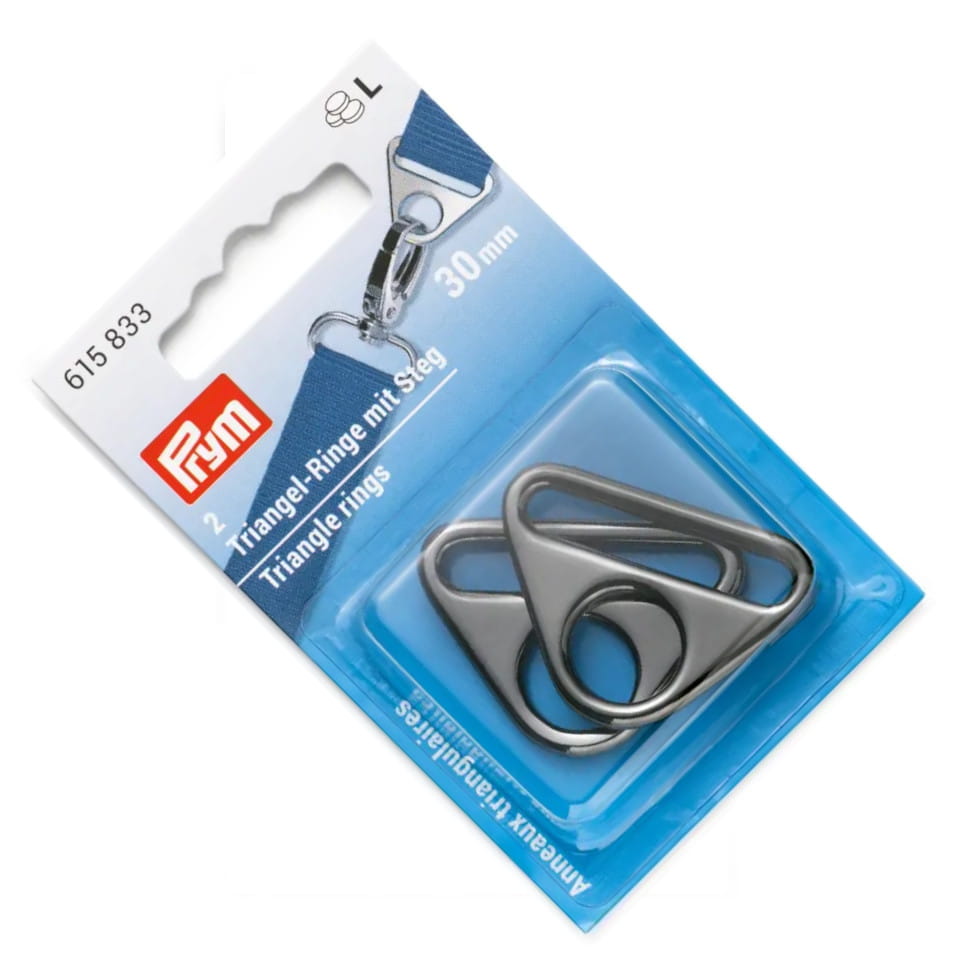 Trójkątne pierścienie do torebek 30mm grafitowe 2szt PRYM 615833 .