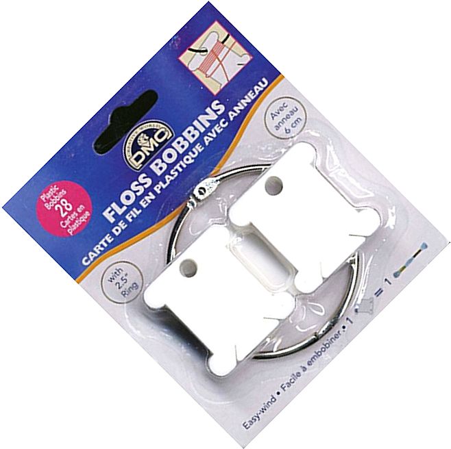 plastikowa bobinka do nawijania nici 28 szt +metalowe kółko DMC 6105/12 .