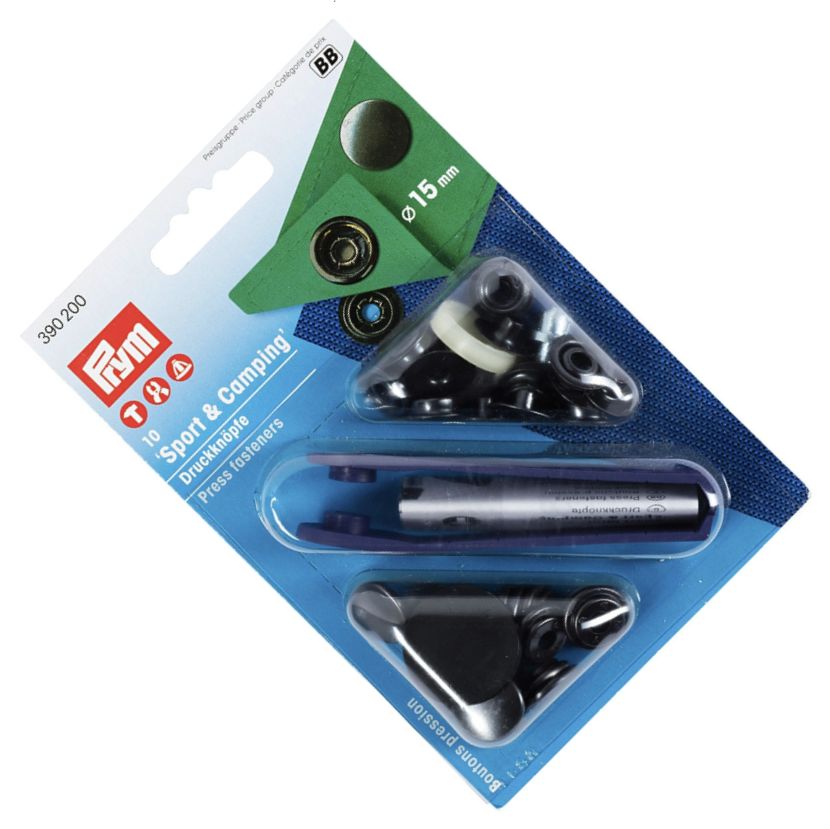 napy sport & camping czarne fi 15mm 10szt PRYM 390200 .