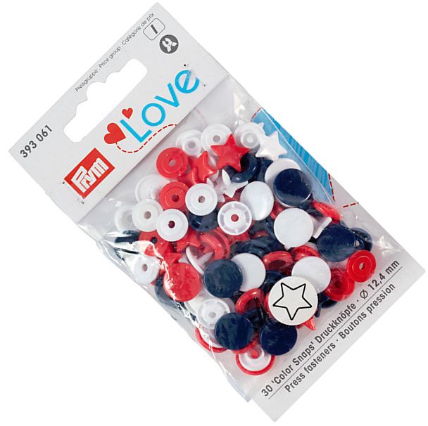 napy plastikowe COLOR SNAPS fi 12,4mm PRYM 393061 gwiazdki .