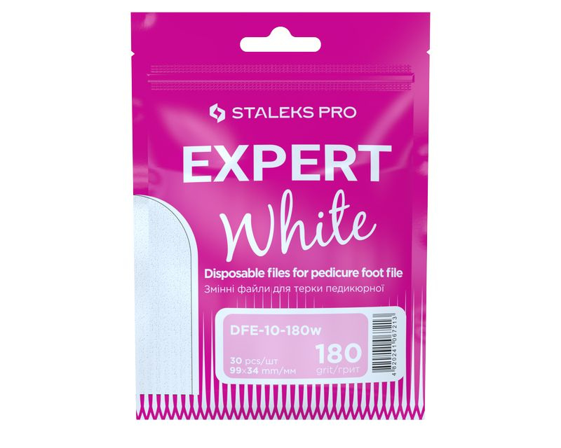 Staleks PRO Wymienne pilniki białe do tarki do pedicure EXPERT 10, 180 grit (30 szt)