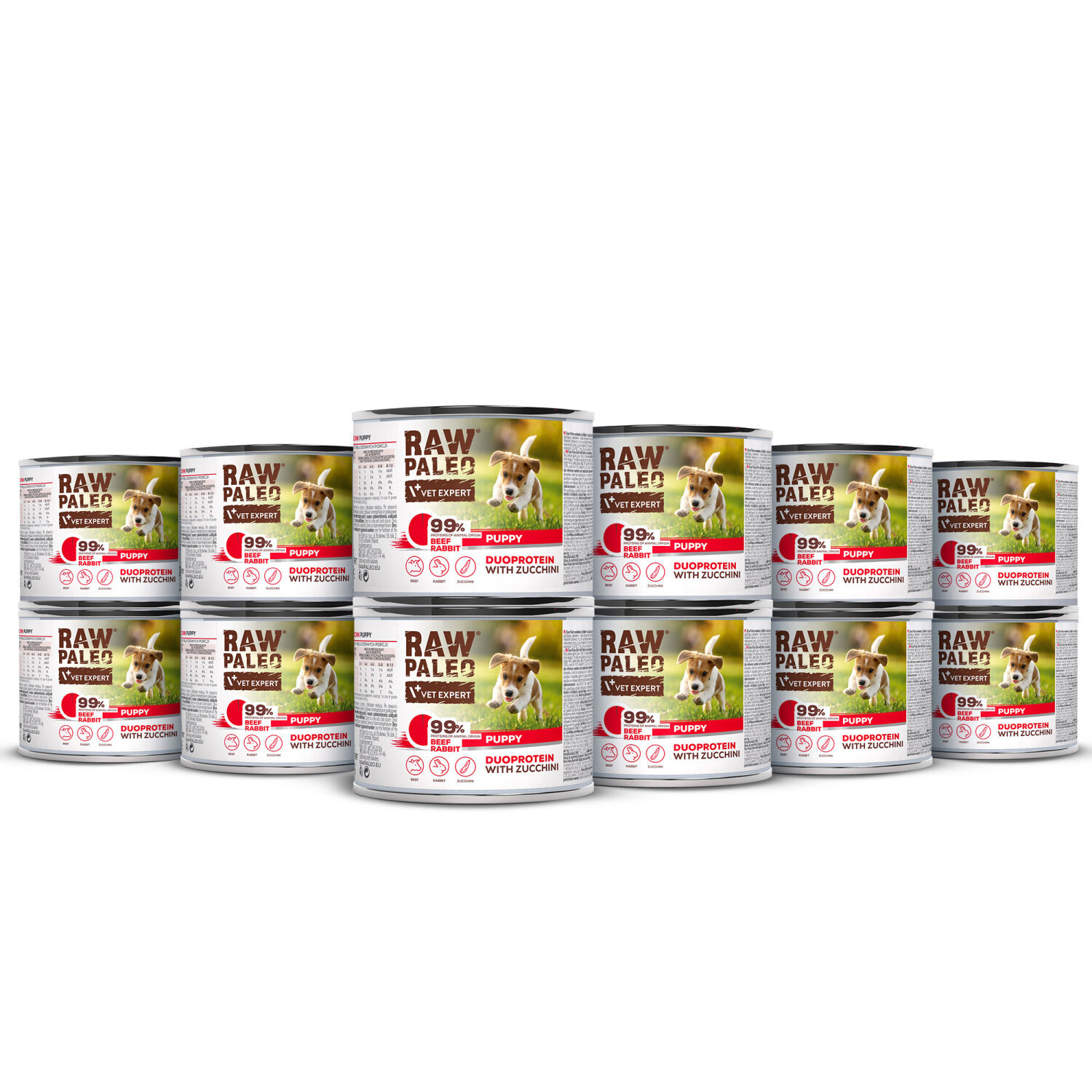RAW PALEO BEEF&RABBIT PUPPY CAN 12x200g - mokra karma dla szczeniąt duoproteina wołowina z królikiem