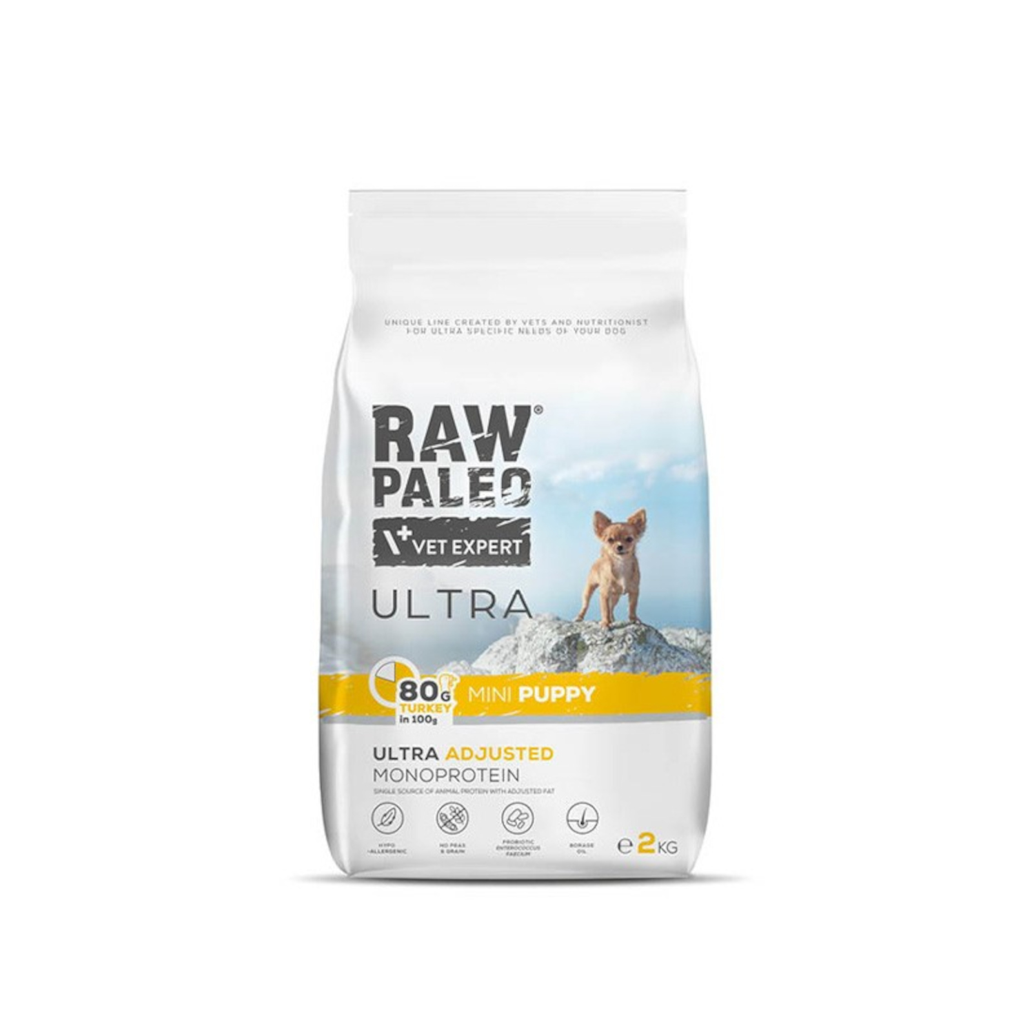RAW PALEO ULTRA TURKEY PUPPY MINI - sucha karma z indykiem dla szczeniąt ras małych