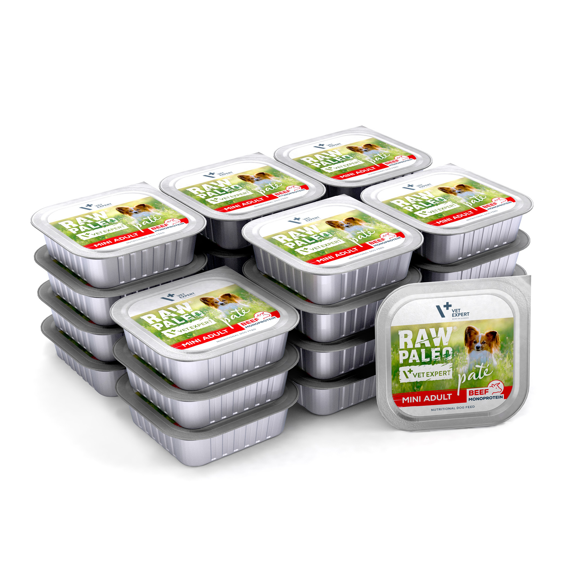RAW PALEO PATE MINI ADULT BEEF 24x150g - mokra karma dla psów dorosłych - wołowina
