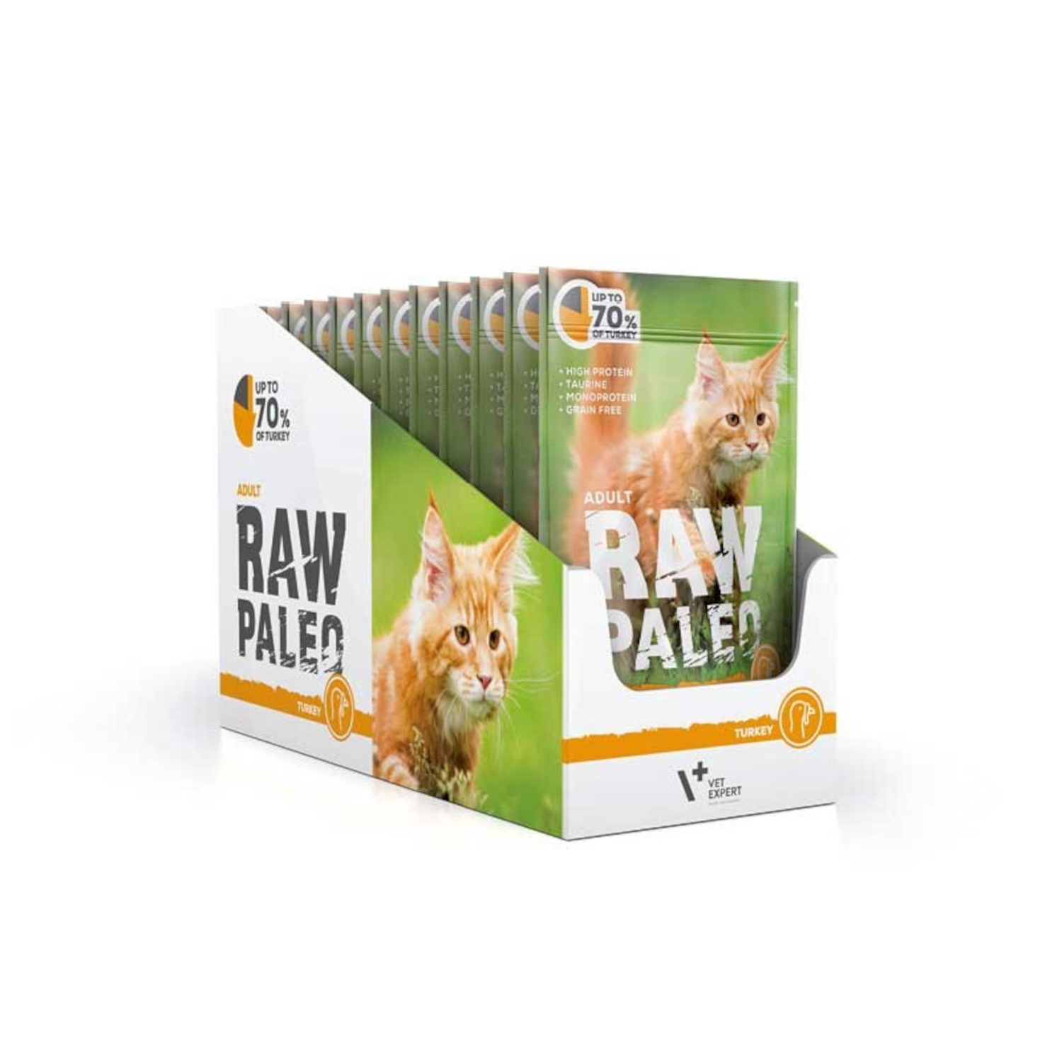 RAW PALEO ADULT CAT TURKEY 12x100g - mokra karma dla kotów dorosłych - indyk