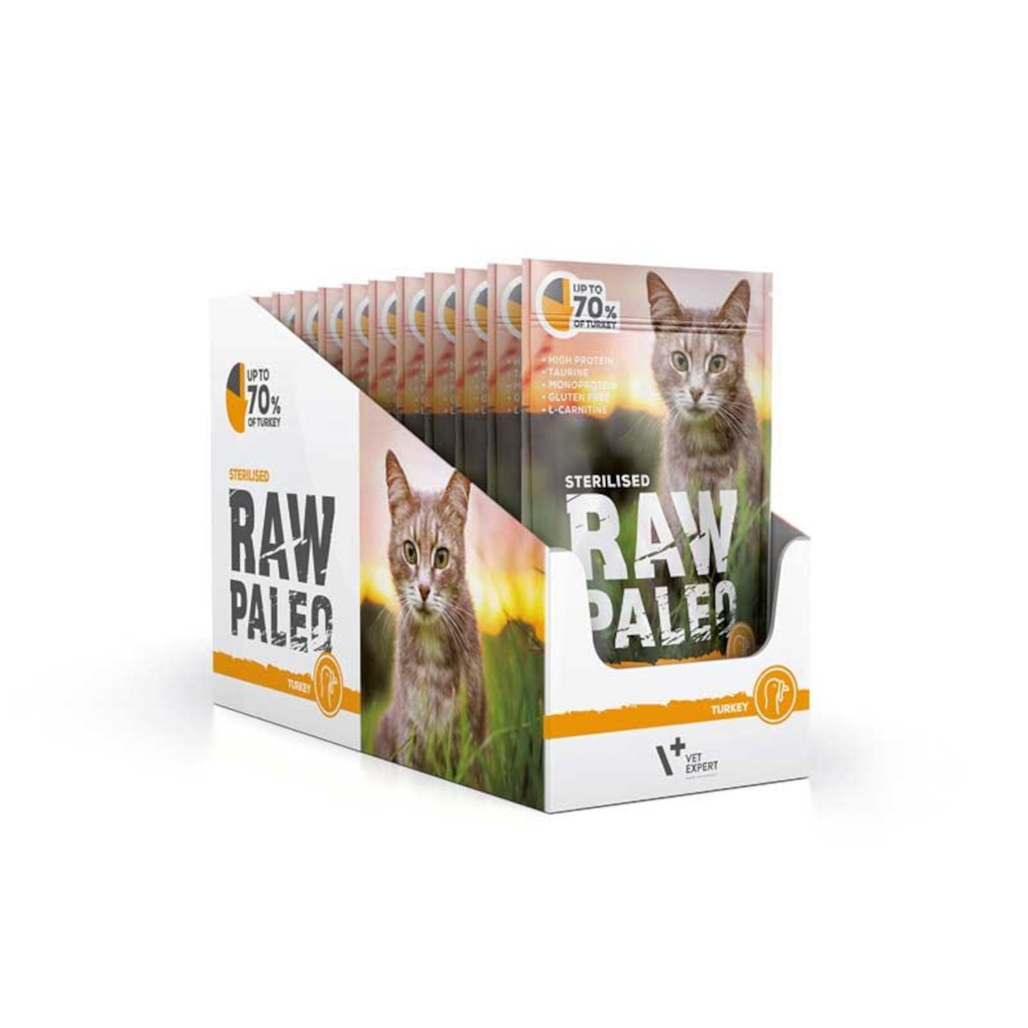 RAW PALEO STERILISED TURKEY 12x100g - mokra karma dla kotów sterylizowanych - indyk