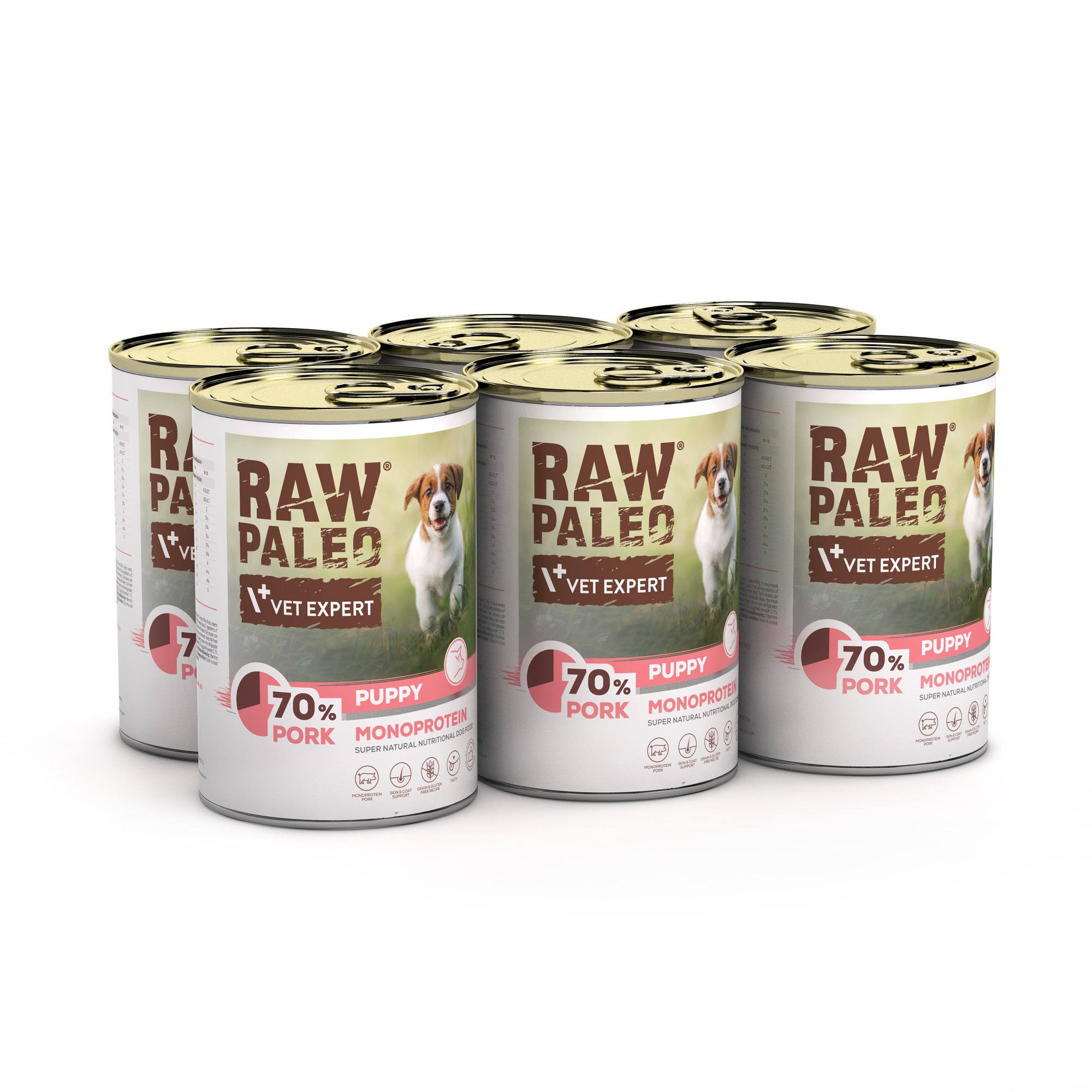 RAW PALEO PUPPY PORK 6x400g - mokra karma dla szczeniąt monoproteina z wieprzowiną