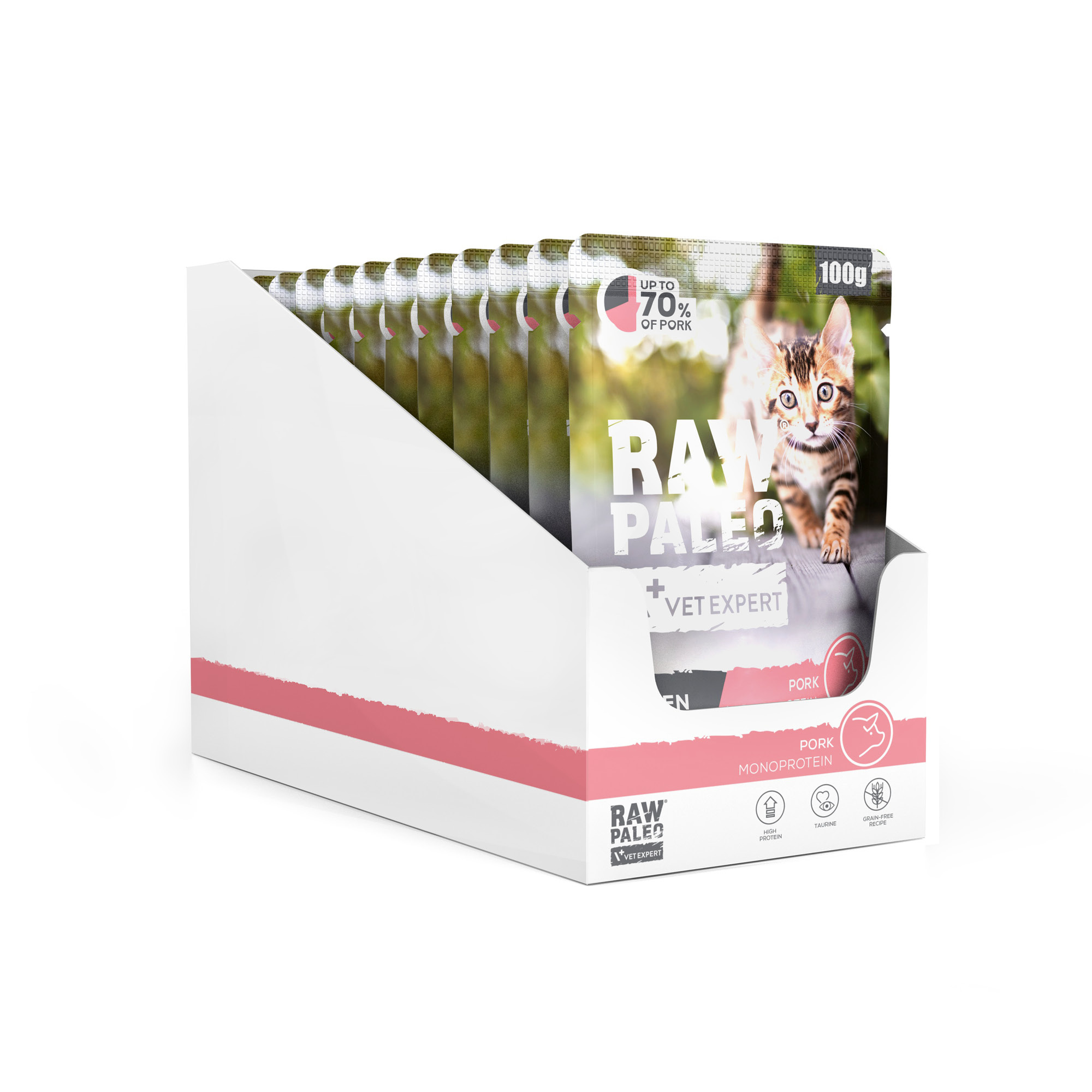 RAW PALEO KITTEN CAT PORK 12x100g - mokra karma dla kociąt - wieprzowina