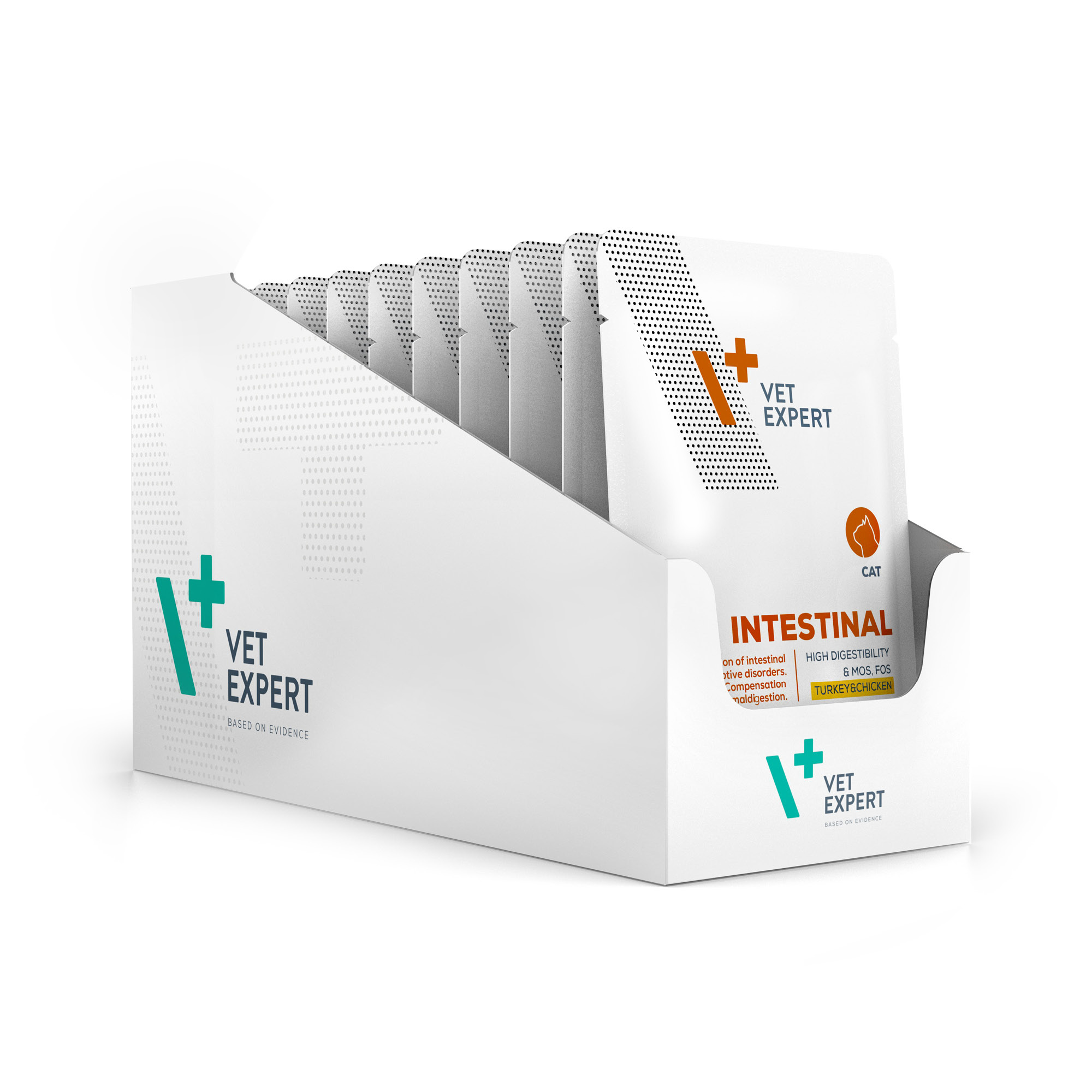 VET EXPERT INTESTINAL CAT Turkey&Chicken saszetka 12x100g – mokra karma weterynaryjna dla kotów z zaburzeniami trawiennymi