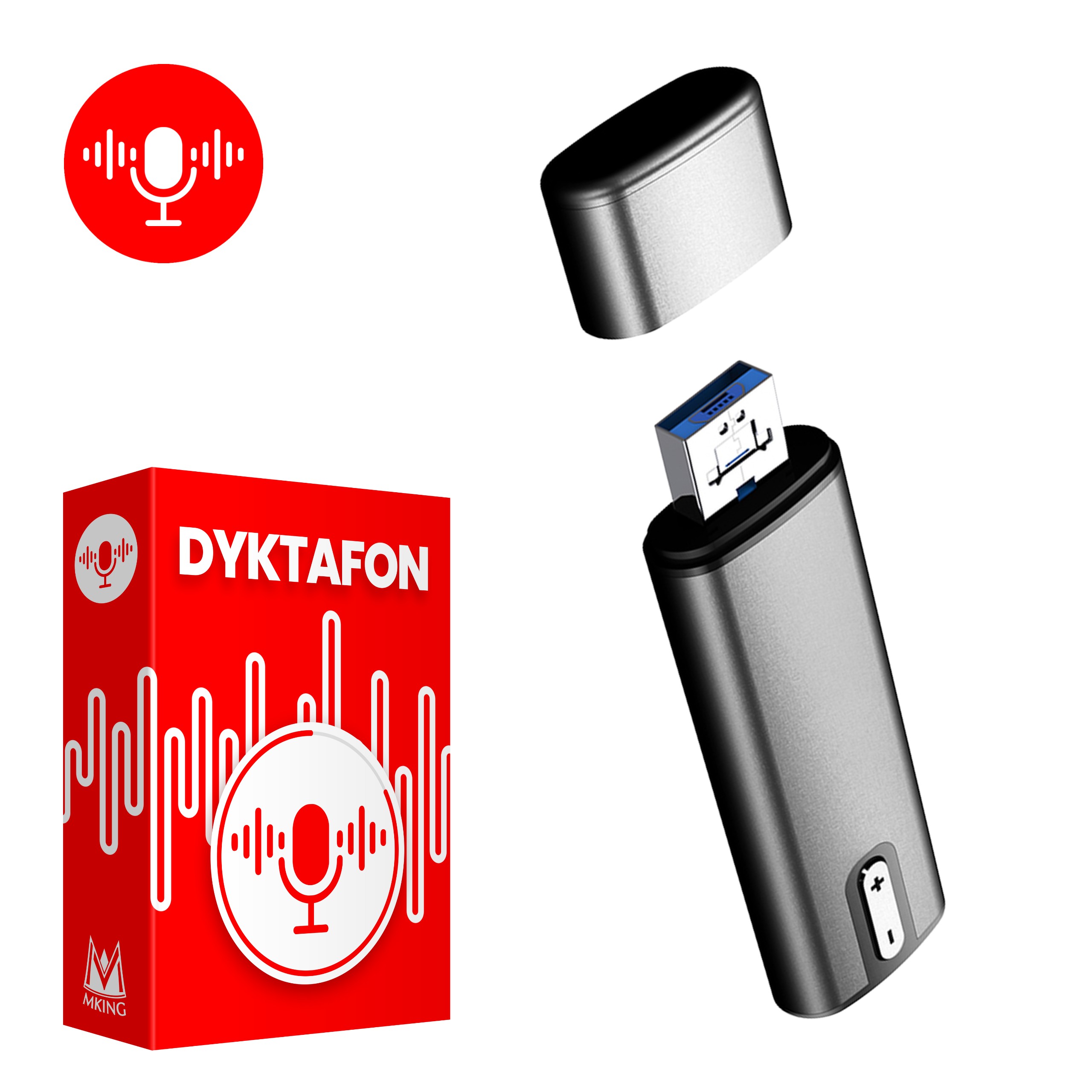 Ukryty Dyktafon w USB pendrive 50 godzin aktywacja głosem 8GB - MK-Q16