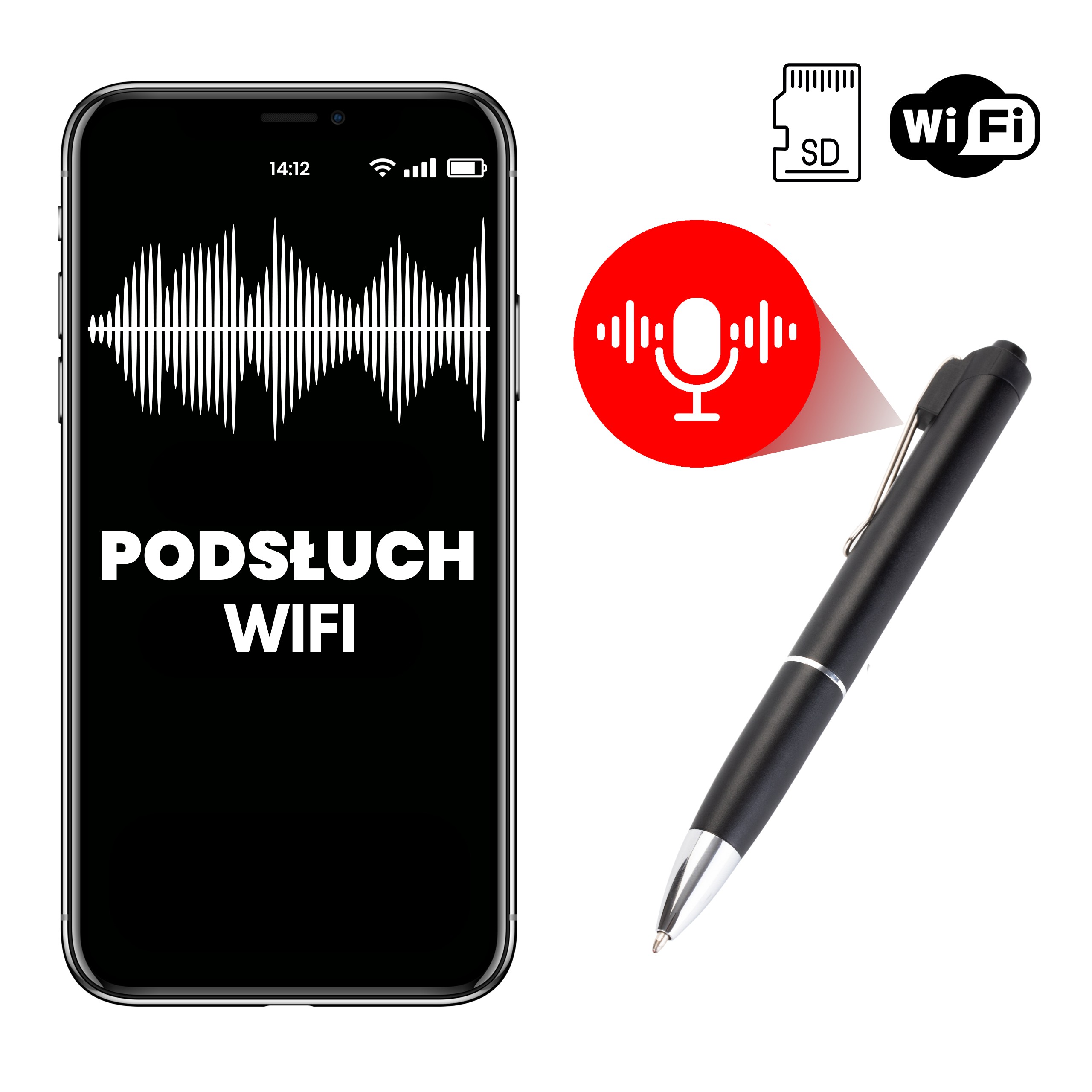 PODSŁUCH DYKTAFON DŁUGOPIS WIFI MKA05