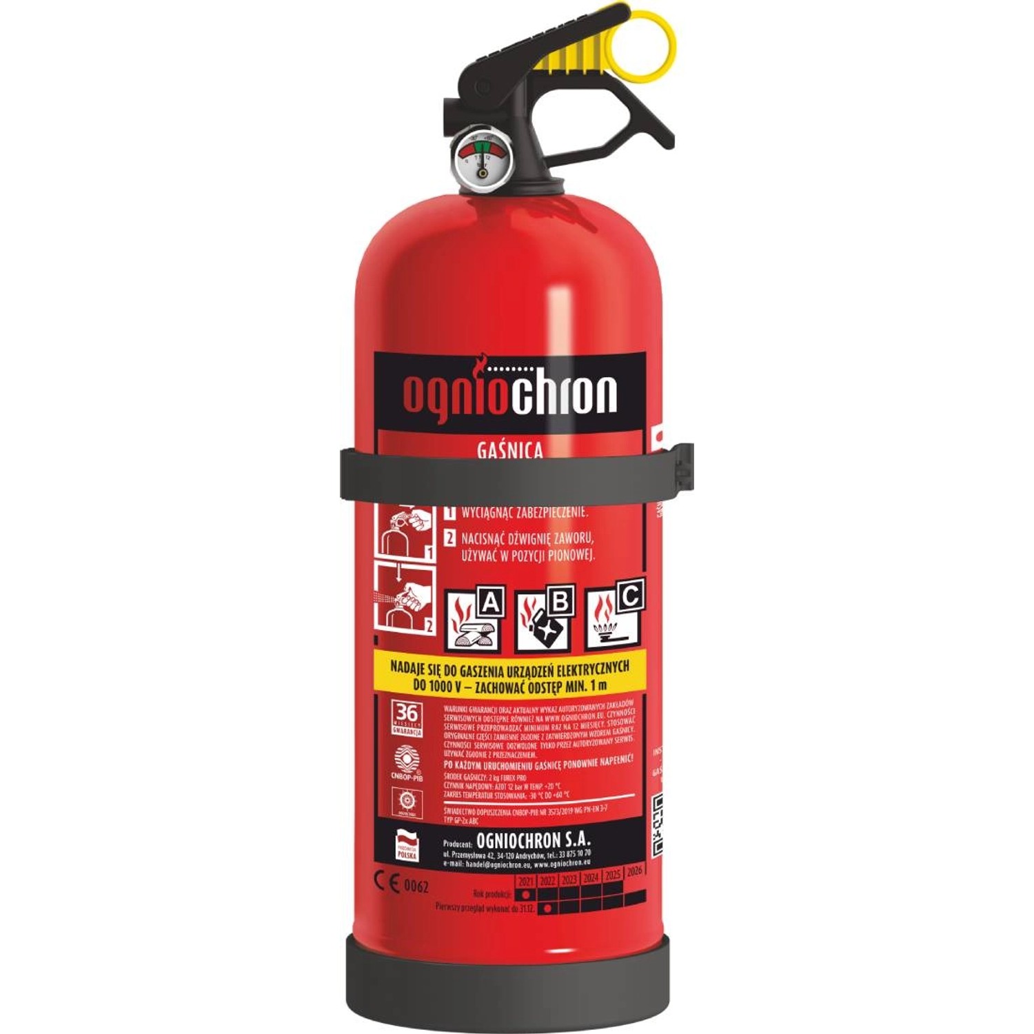 Ogniochron Gaśnica proszkowa 2 kg GP-2x-ABC