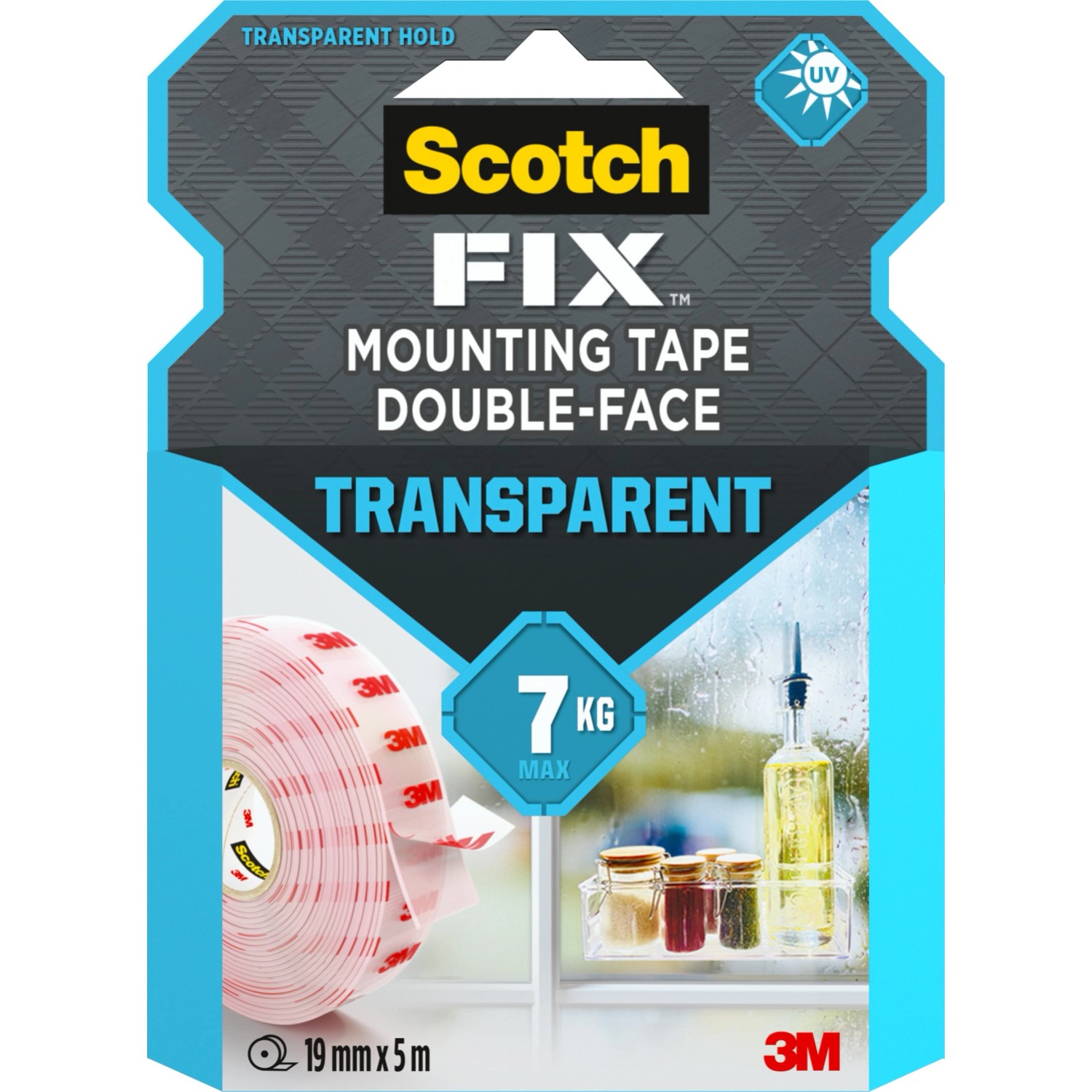 3M Scotch-Fix Dwustronna taśma montażowa przezroczysta, 19 mm x 5 m - 1 rolka