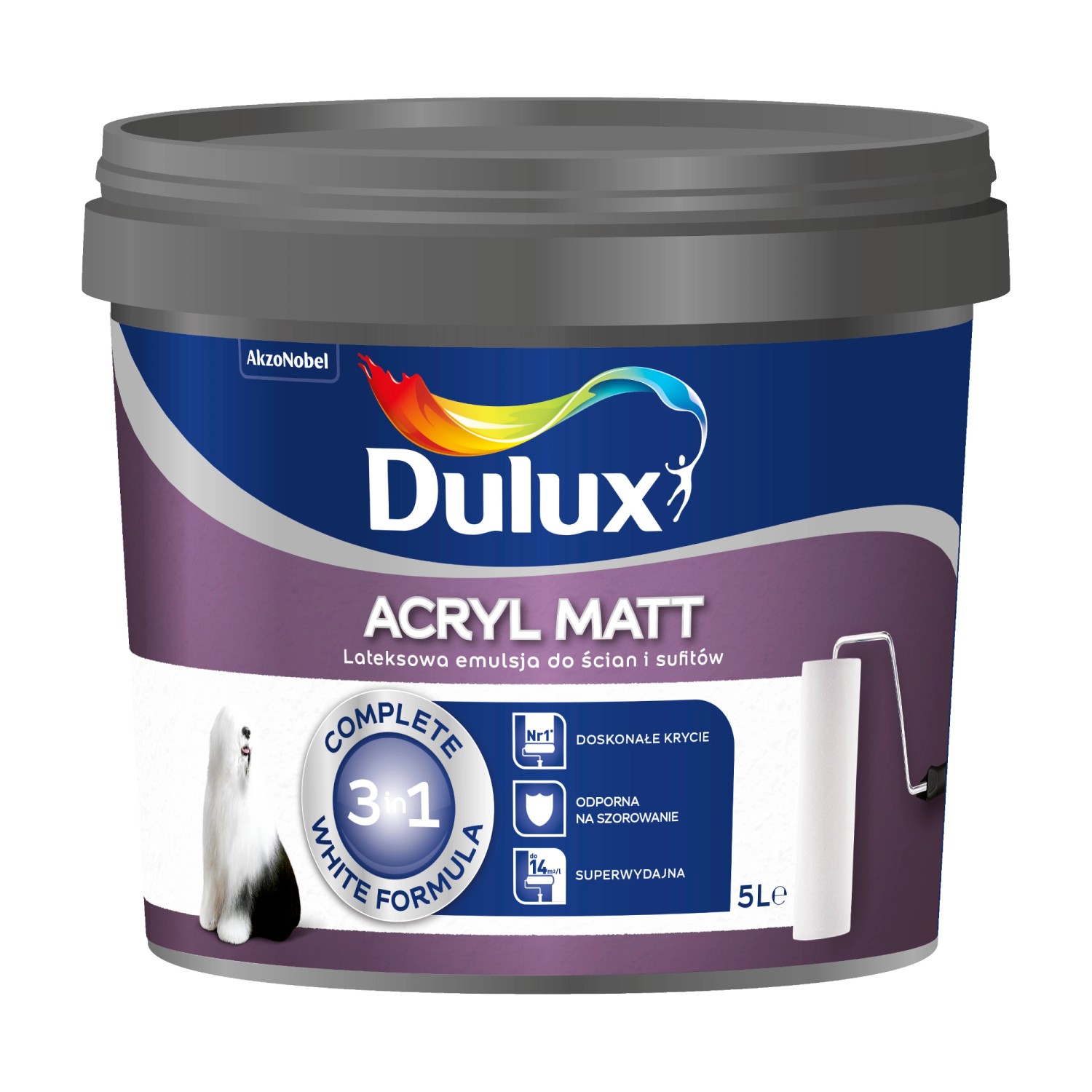 Farba Dulux Acryl Matt biała 5 l