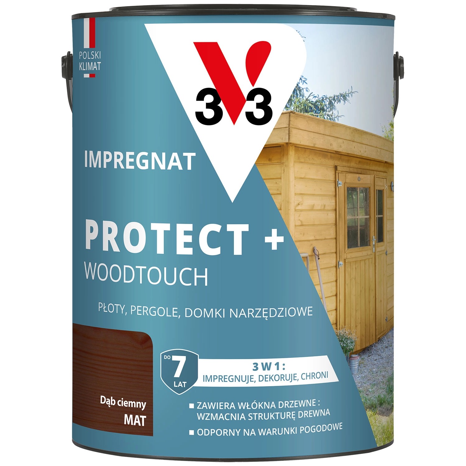 V33 Impregnat Protect+ dąb ciemny 4,5L