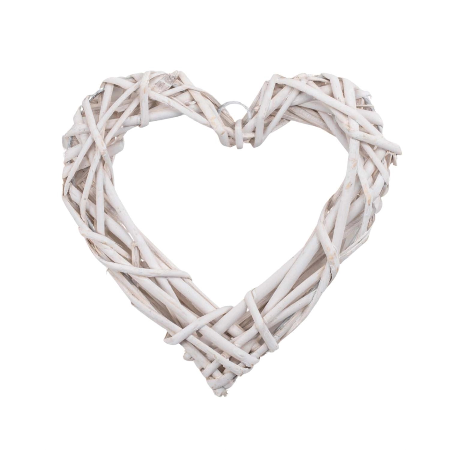 Wianek wiklinowy serce biały - 10 x 10 cm