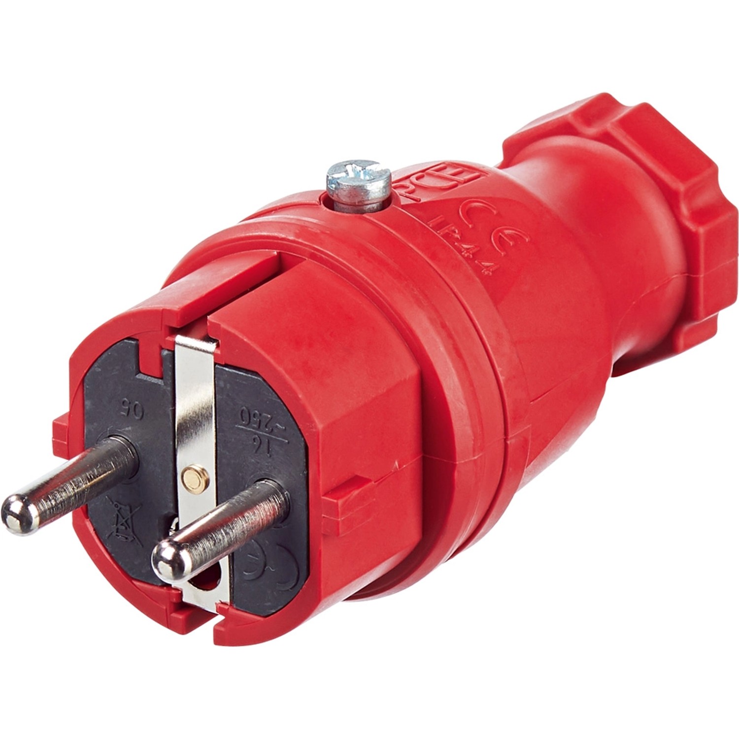 LUX Wtyczka gumowa 2P+Z czerwona IP44