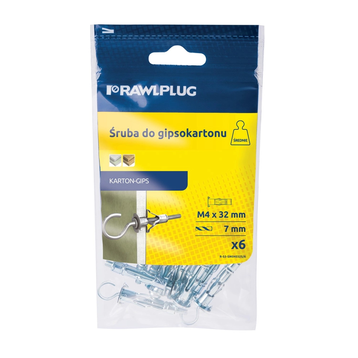 Rawlplug Kołek molly 4x32mm hak otwarty 6szt.