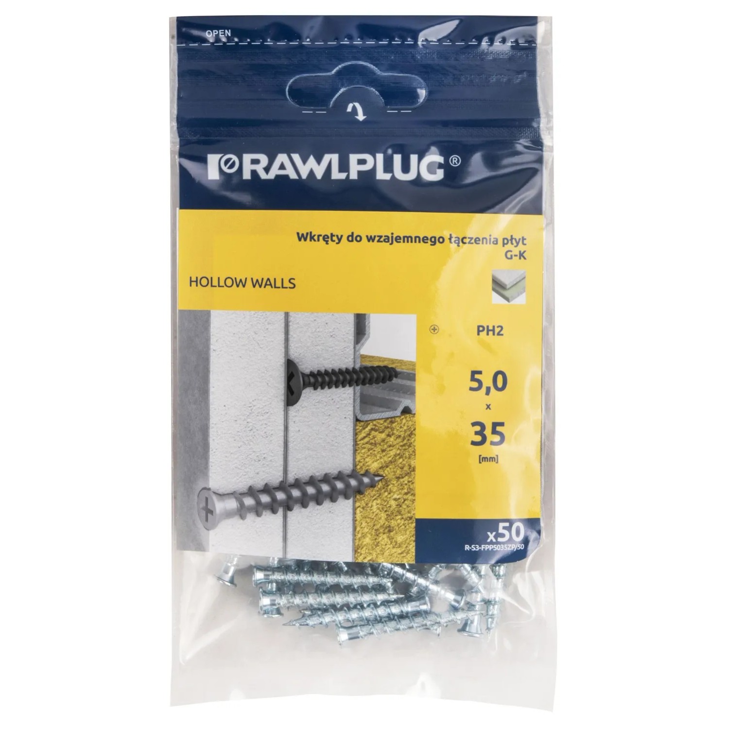 Rawlplug Wkręt łącznikowy GK-GK ocynk 5,0x35mm