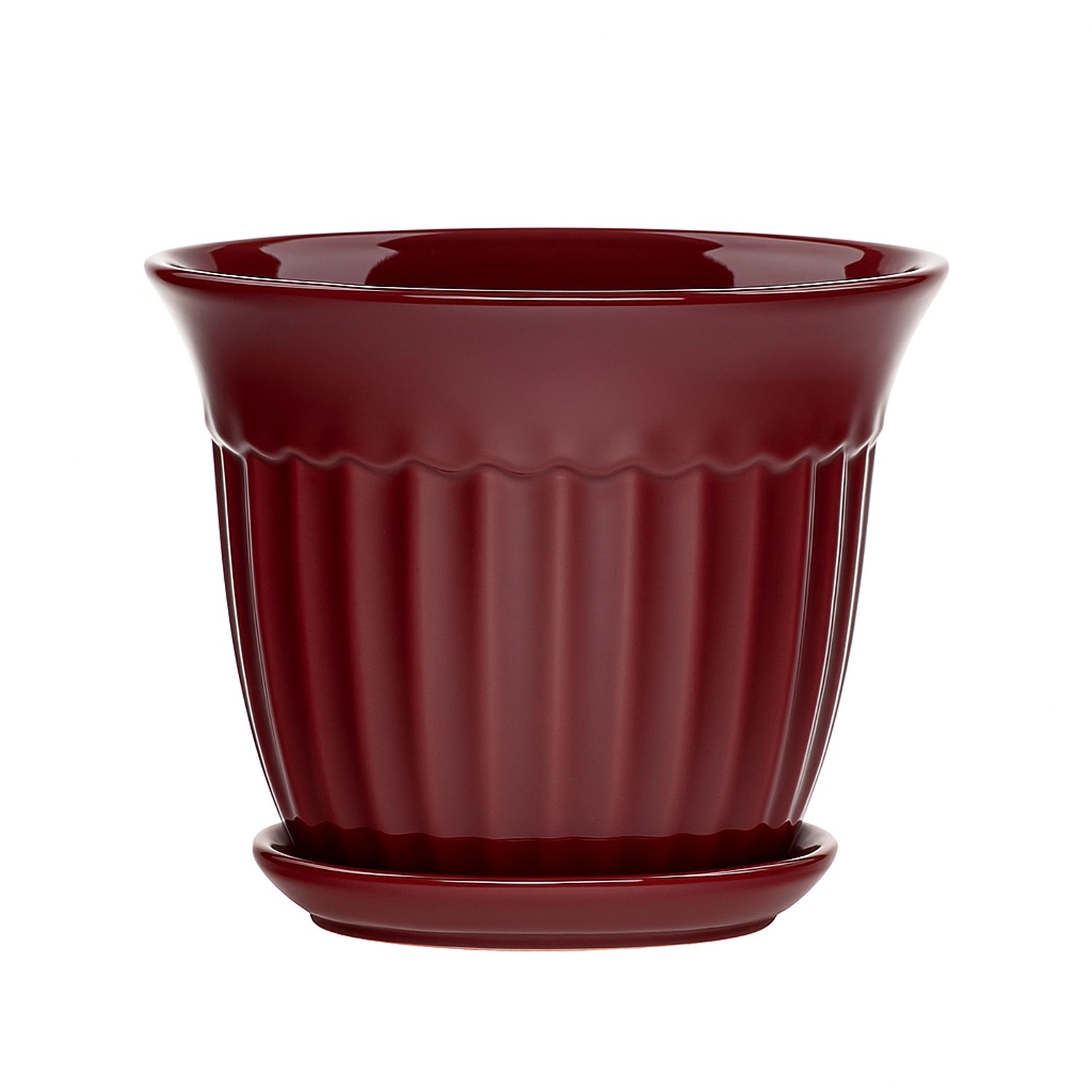 Doniczka z podstawką Xena bordowy połysk - 26 cm