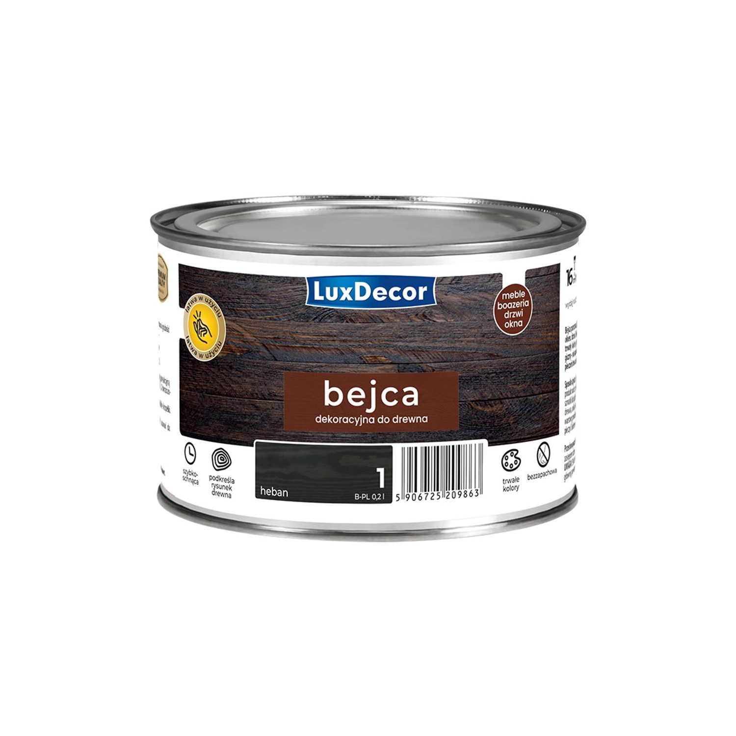LuxDecor Bejca do drewna heban 0,2L