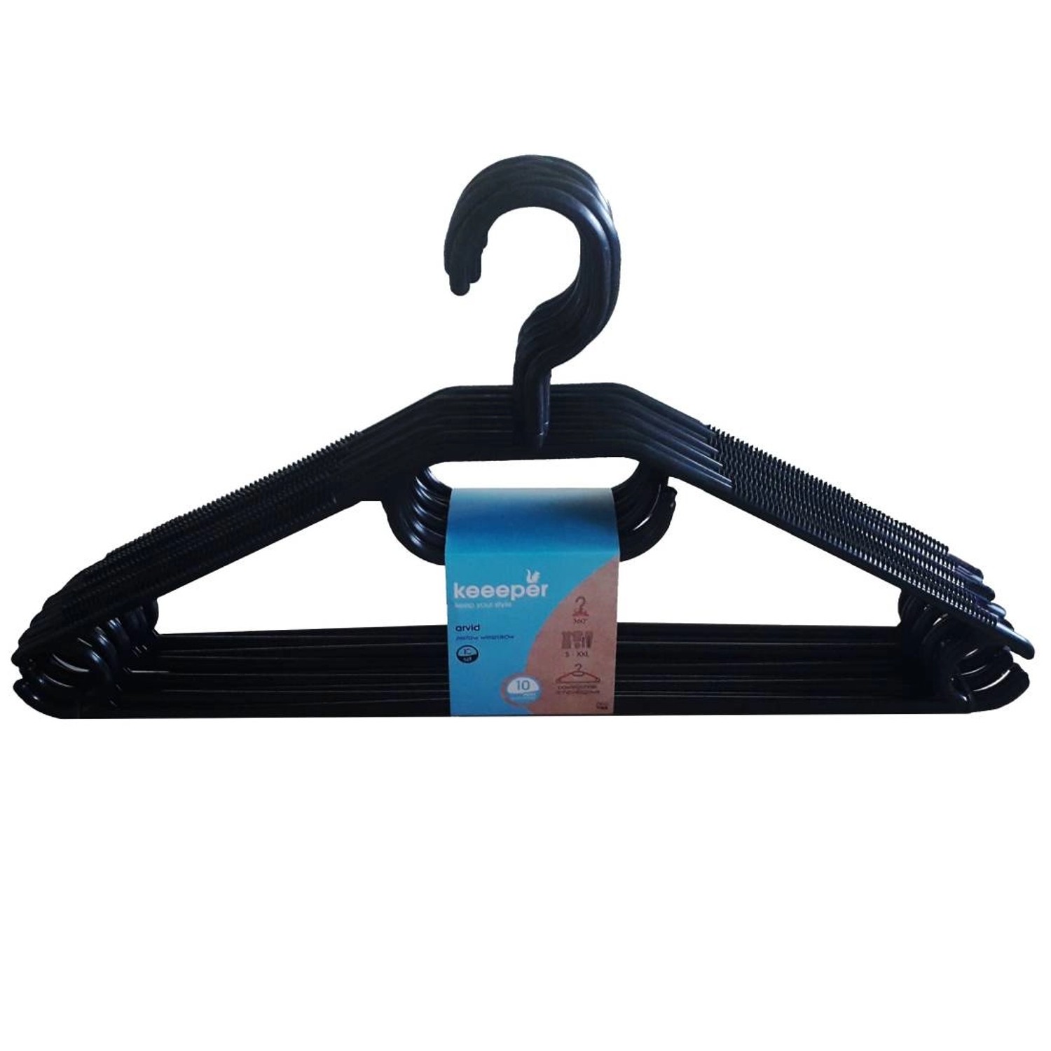 Wieszaki plastikowe Arvid na ubrania 10 szt. czarne