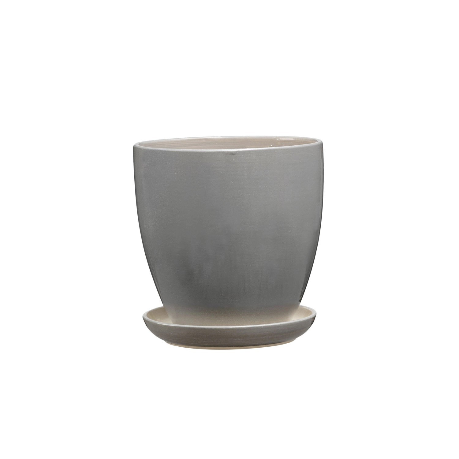 Doniczka z podstawką Klasyczna szary mat - 17 cm