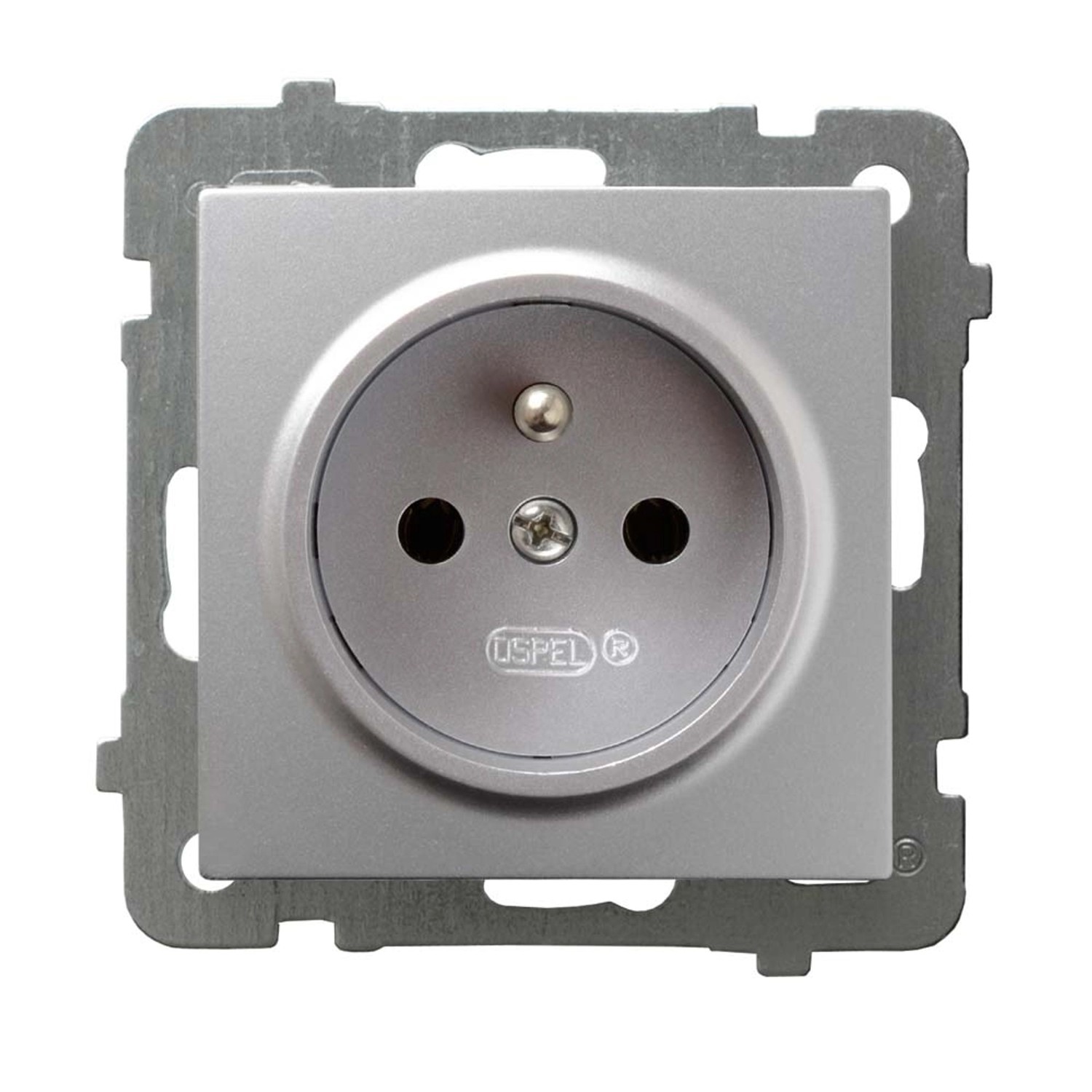 Gniazdo pojedyncze z uziemieniem AS GP-1GZ/M18 srebro