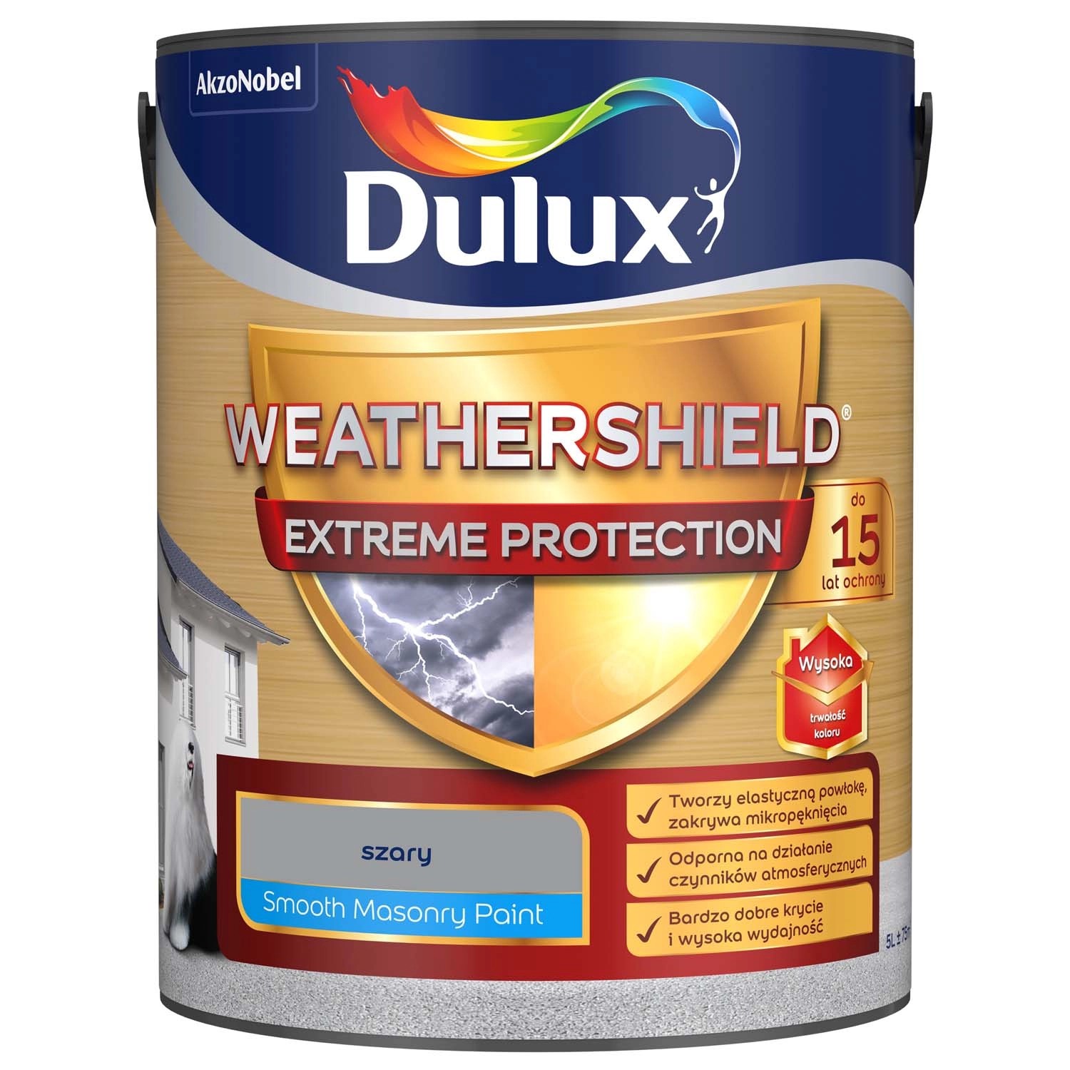 Farba elewacyjna Dulux Weathershield Extreme Protection 5 l szary