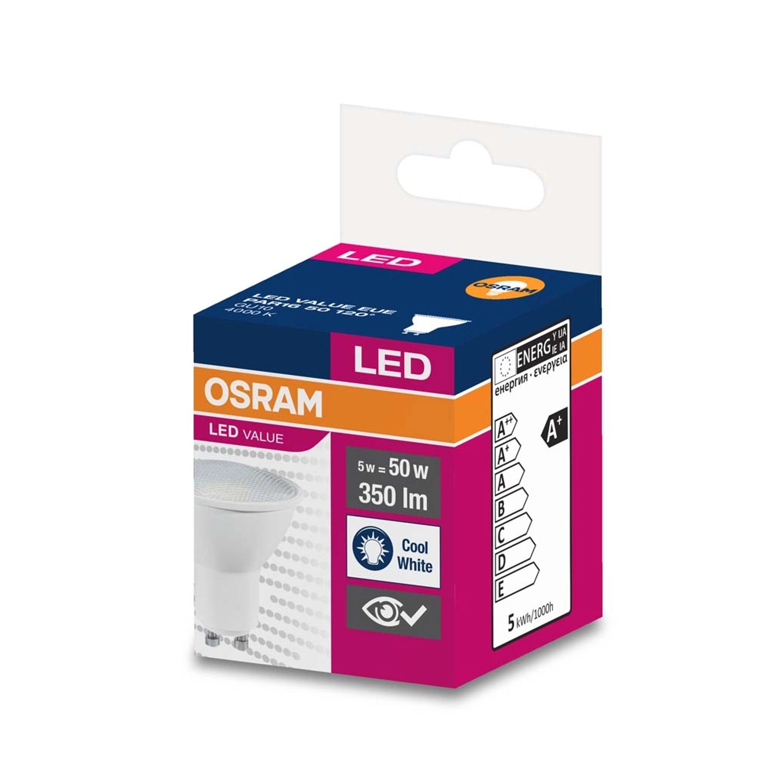 Żarówka LED VALUE PAR16 120 st. GU10 4,5W 4000K 350lm
