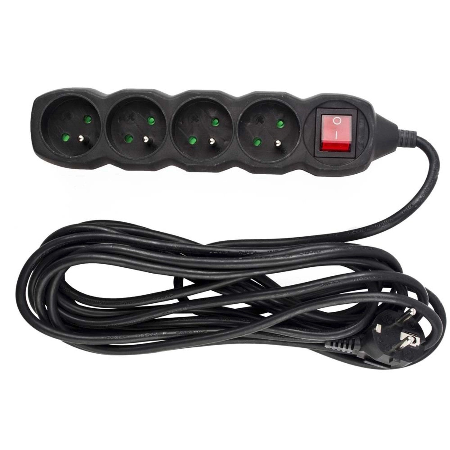 Drzwi Przedłużacz 4-gniazdowy Z/U z wyłącznikiem 5 m grafitowy