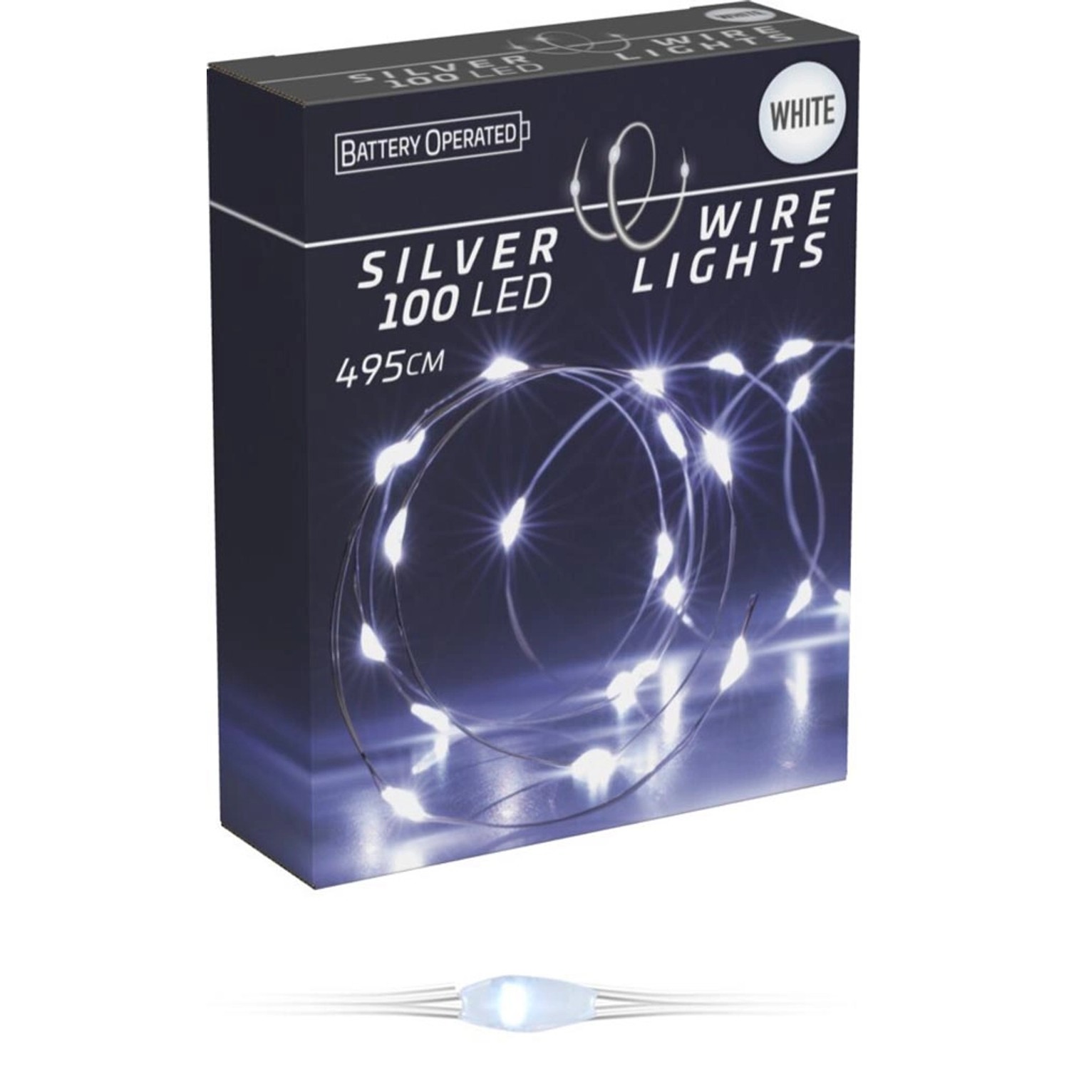 Lampki bateryjne 100 LED zimny biały