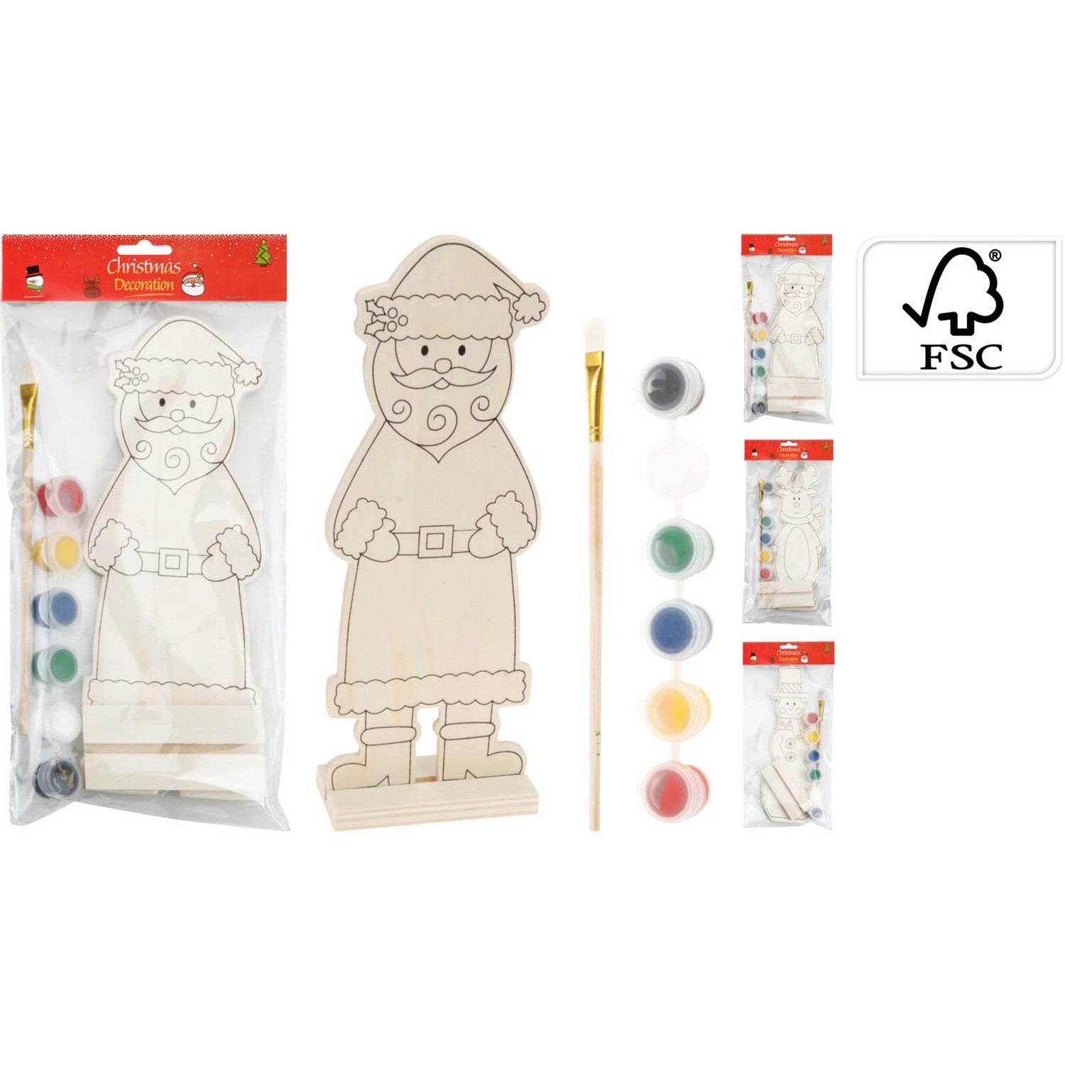 Zestaw do malowania Mikołaj wys. 23 cm sklejka+farby
