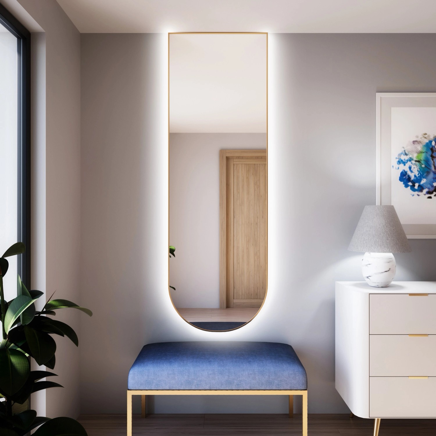 Lustro LED Pastille Cut Złote Neutralne 100x50