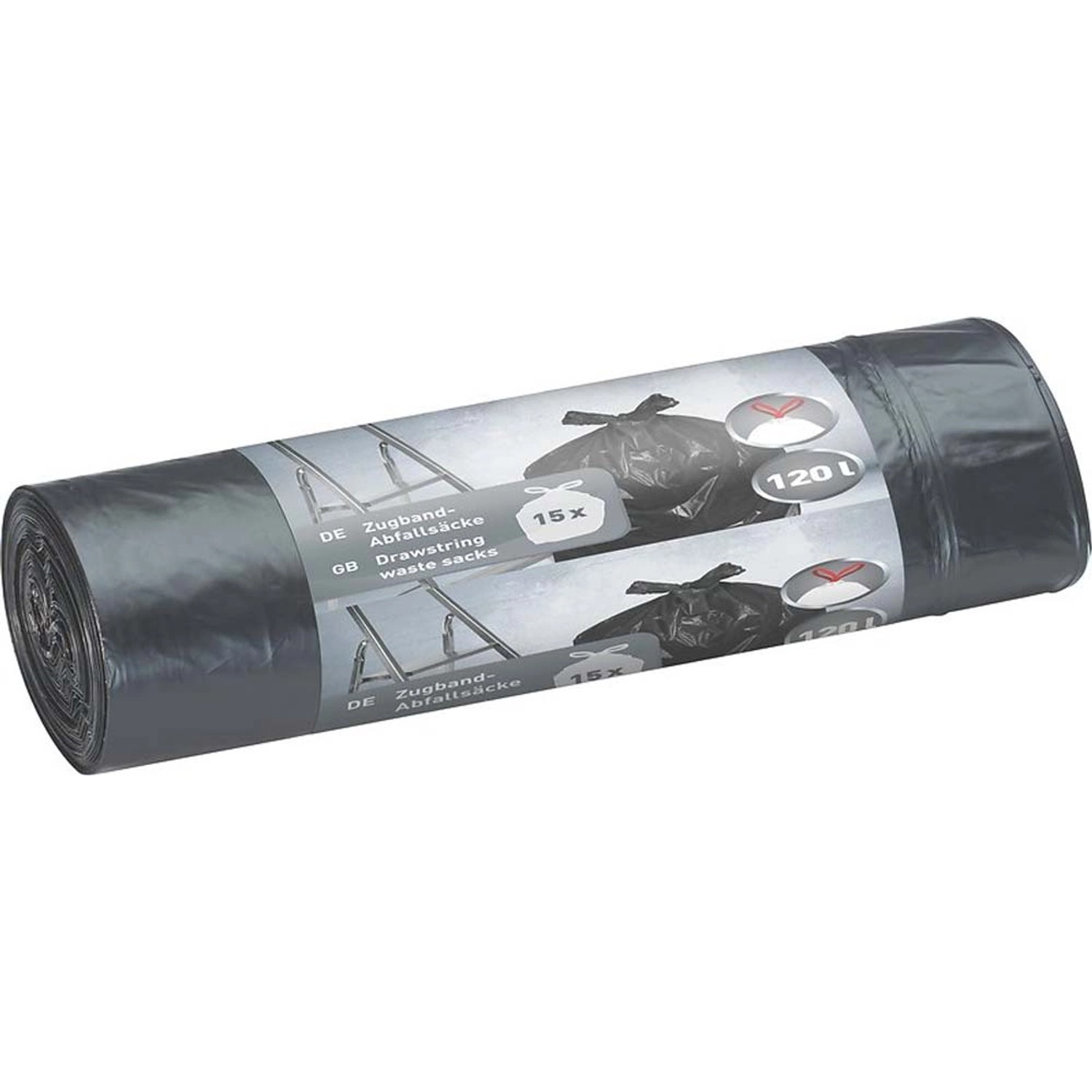 Worki na śmieci z taśmą czarne 120 l 15 sztuk