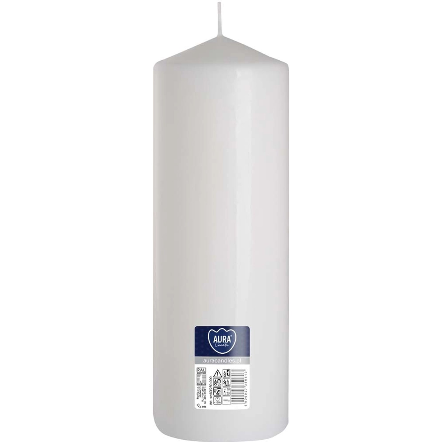 Świeca pieńkowa biała - 8 x 25 cm