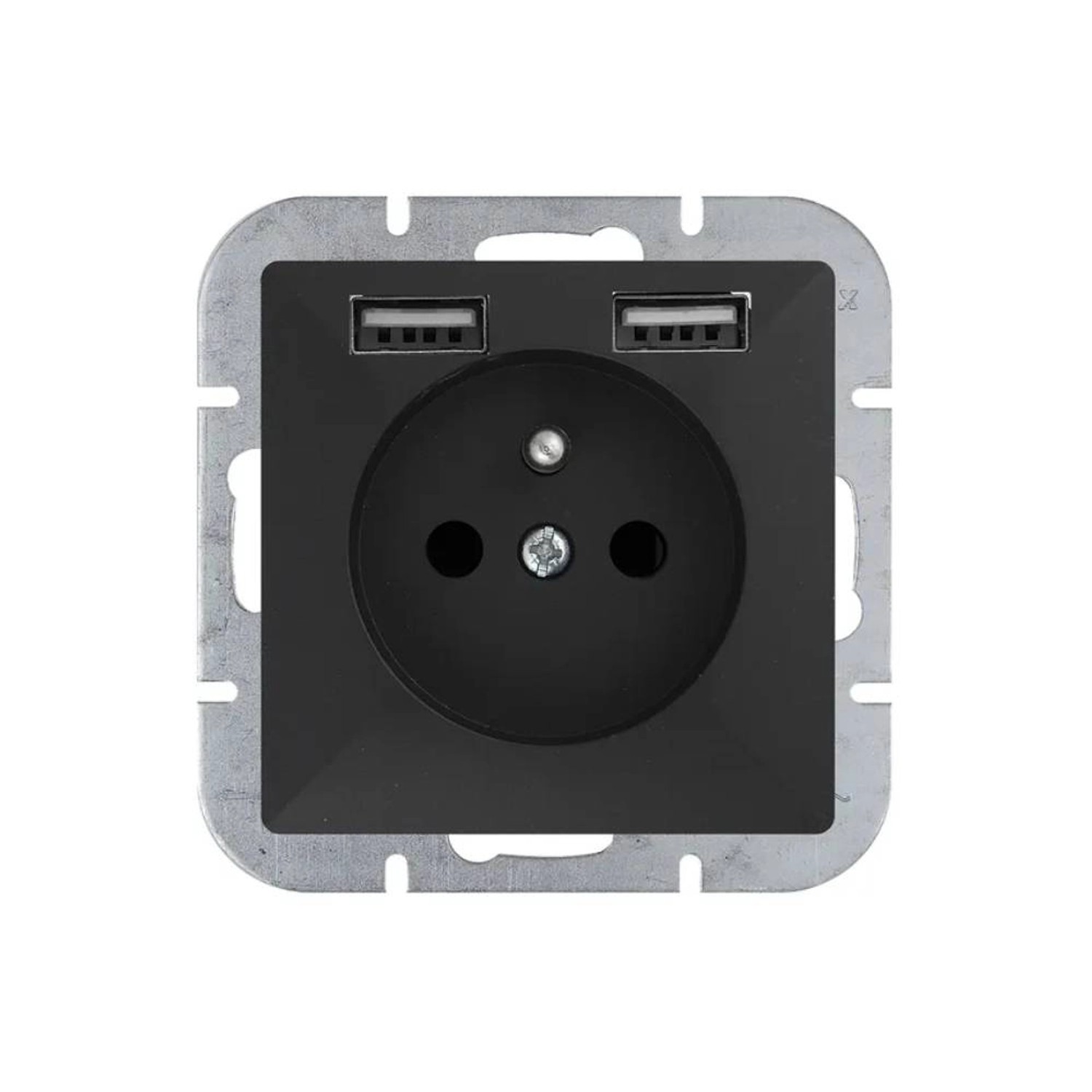 Gniazdo Perła pojedyncze 2 x USB czarny mat