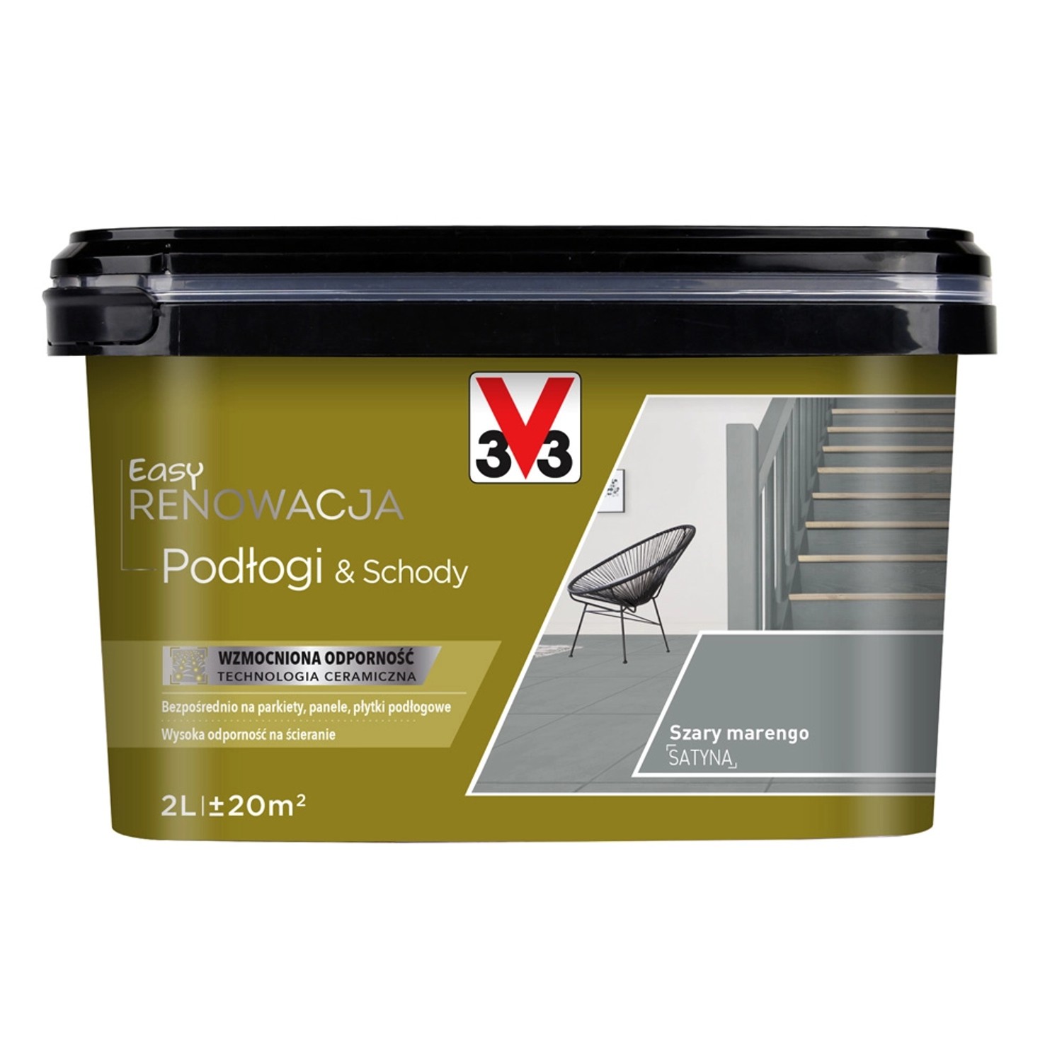 V33 Farba Easy Renowacja Podlogi i Schody szary marengo 2l
