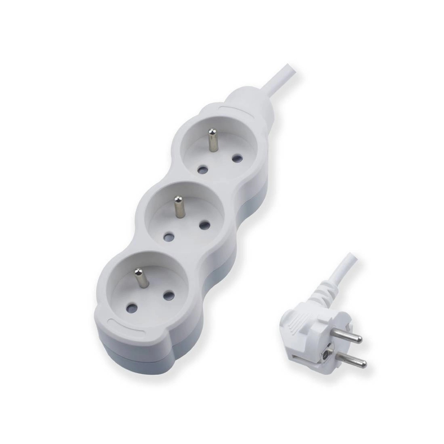 ElHurt Przedłużacz 3-gniazdkowy z uziemieniem 3 m biały