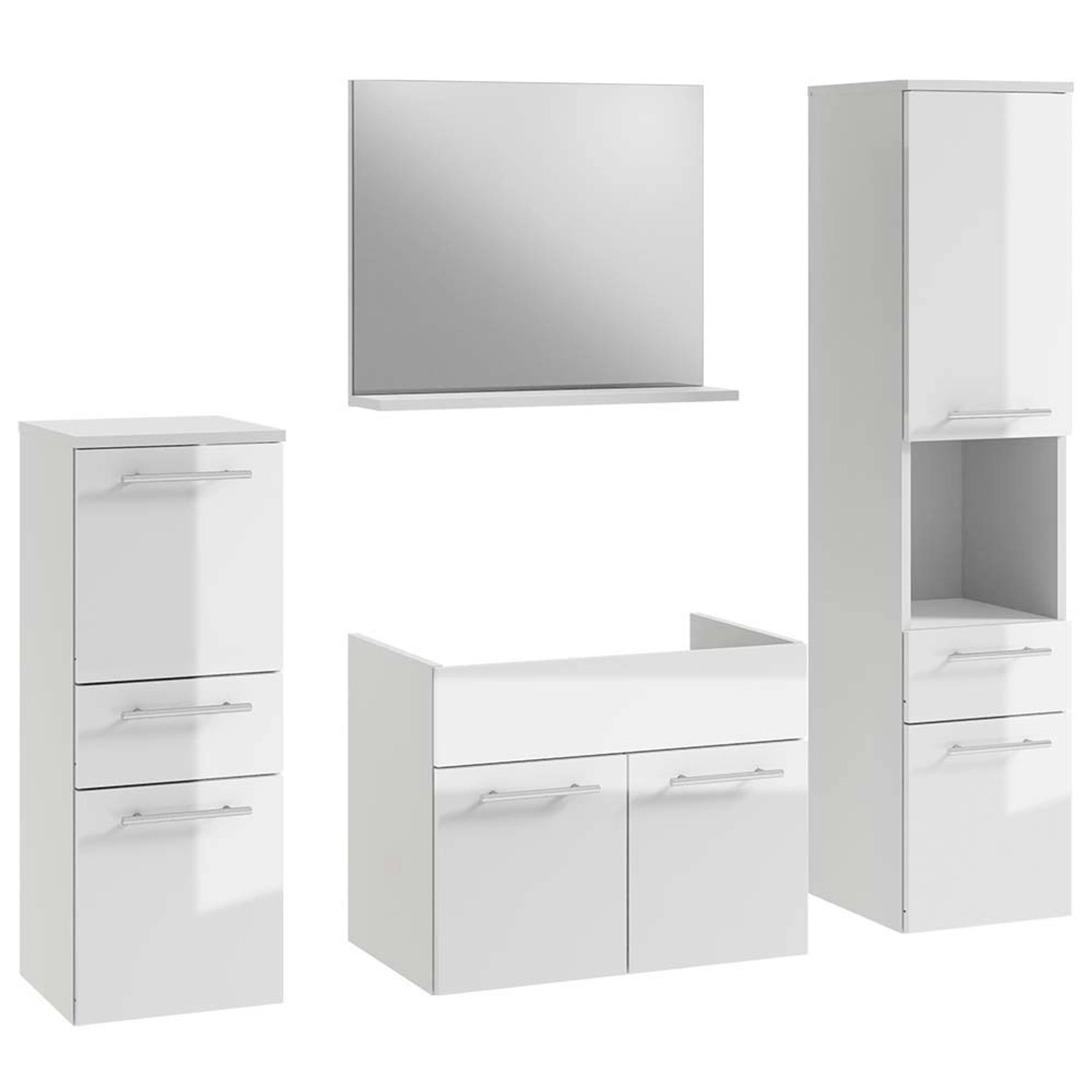 JANA Meble Zestaw mebli łazienkowych Rita biały połysk 4 elementy