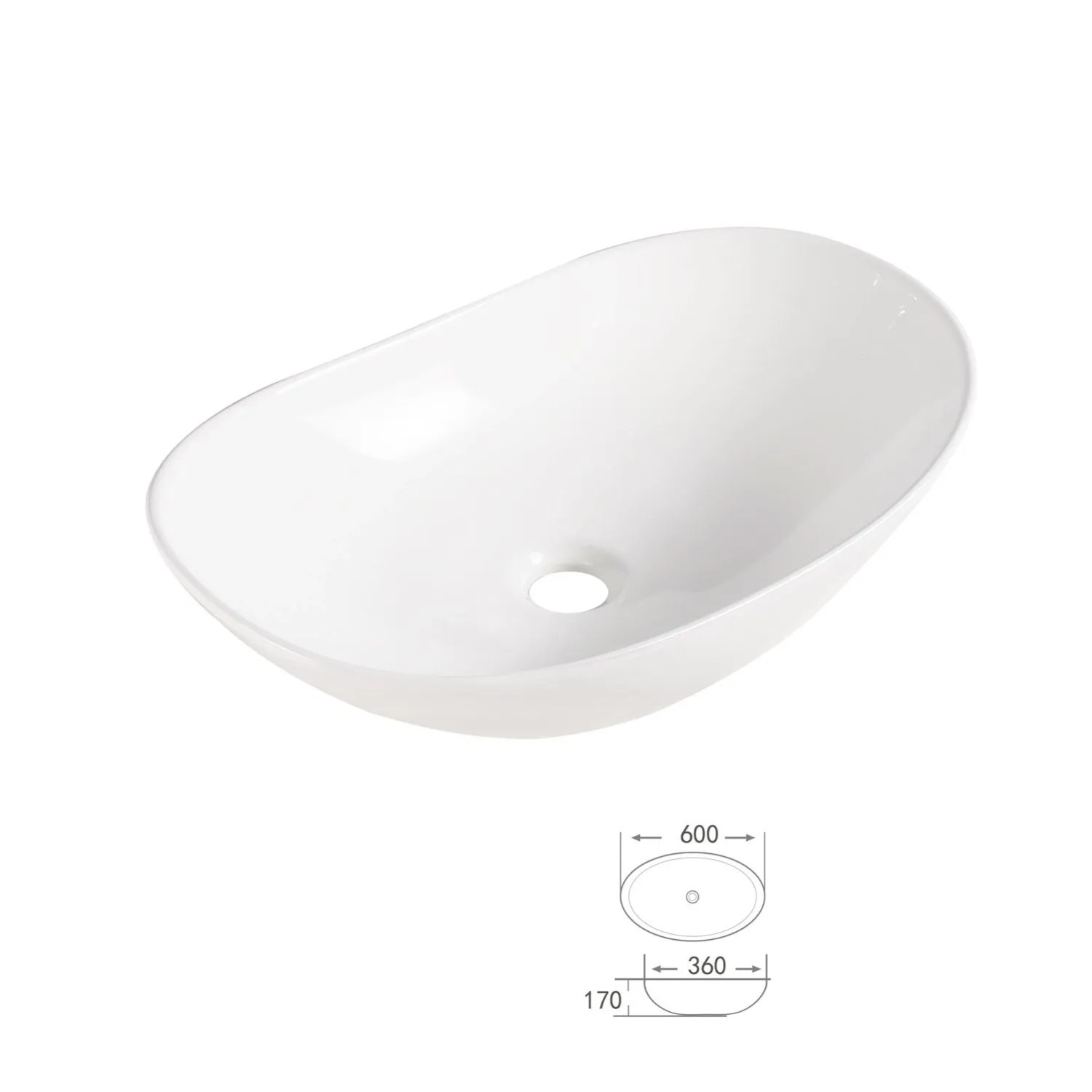 Domino Umywalka Lino 60 OV nablatowa biała 60x36x17