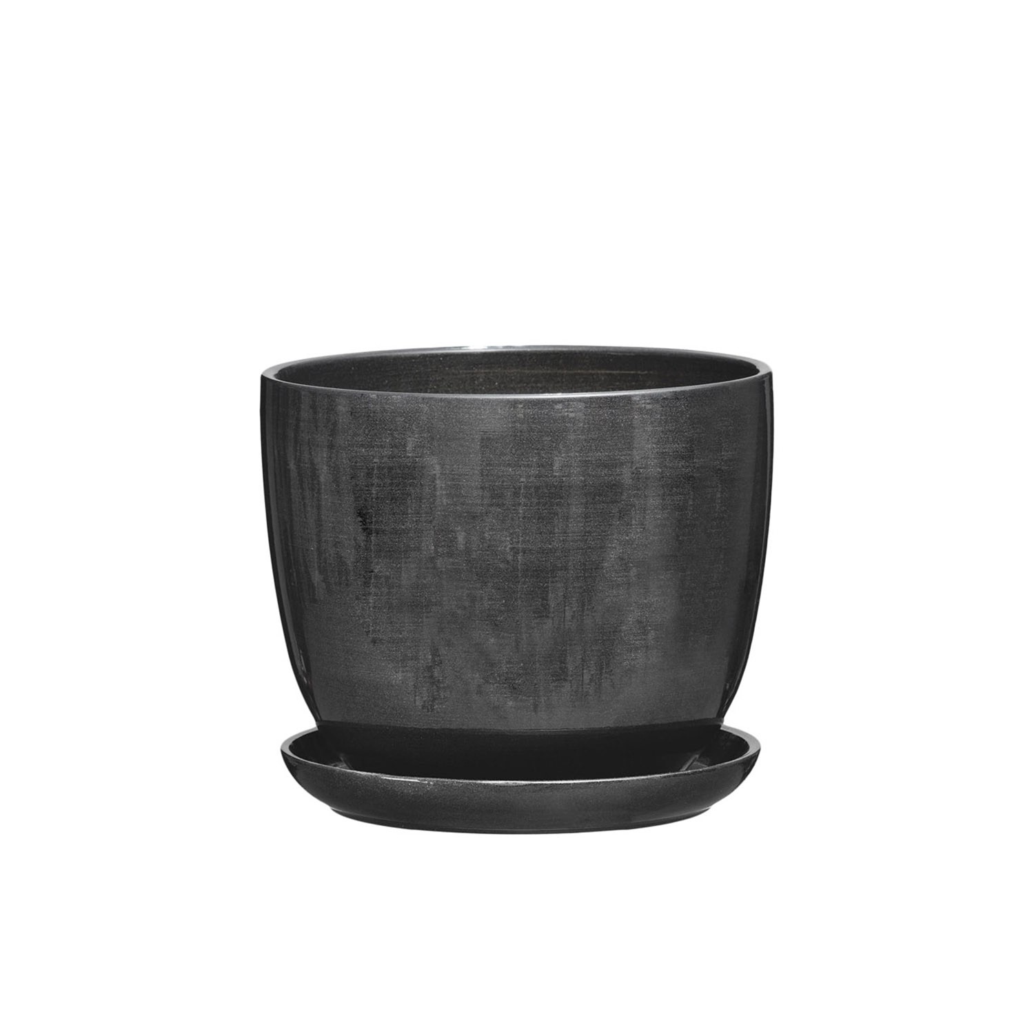 Doniczka z podstawką Sofia grafit mat - 14 cm