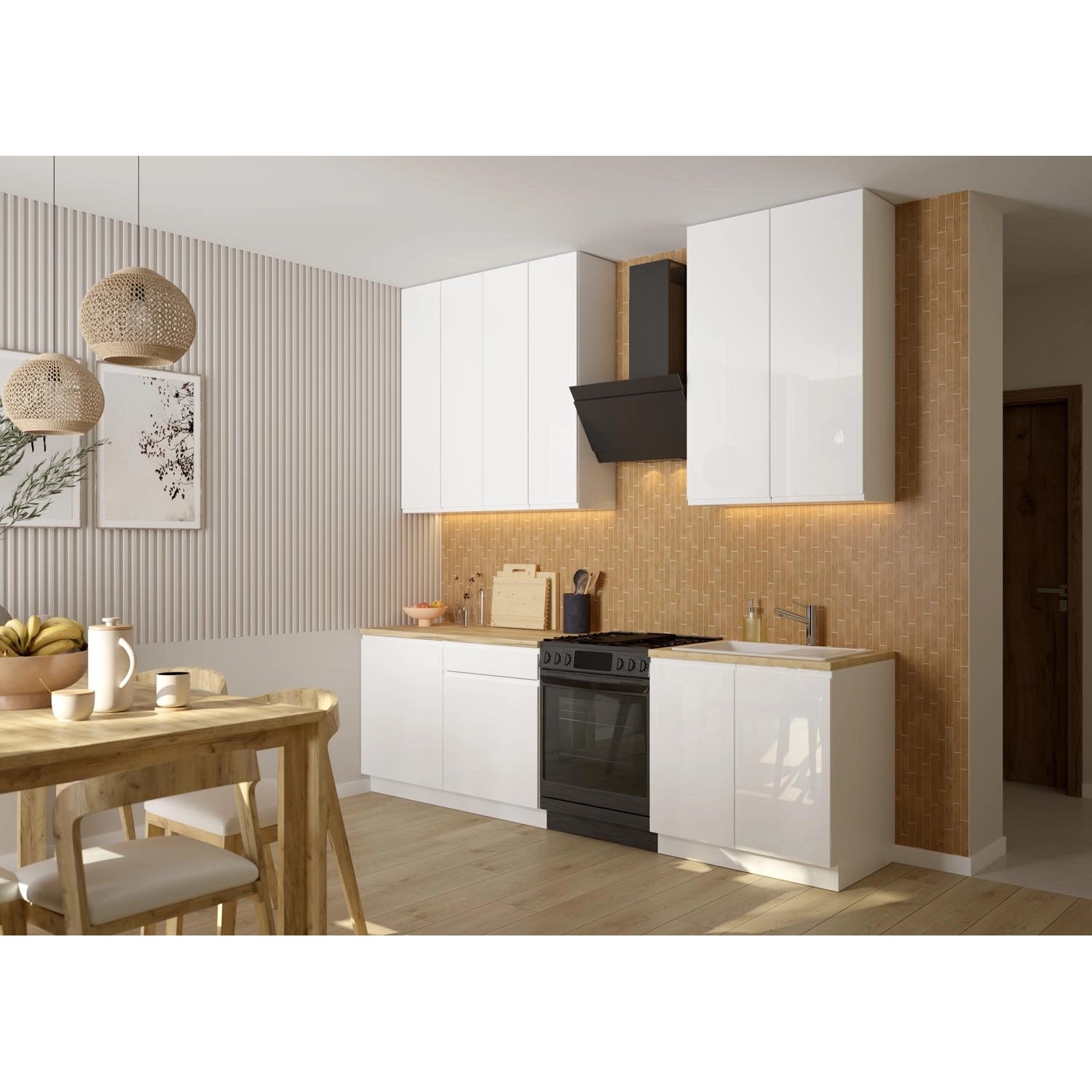 Defra Zestaw mebli kuchennych PARMA XL Biały Połysk 200 cm 6 el.