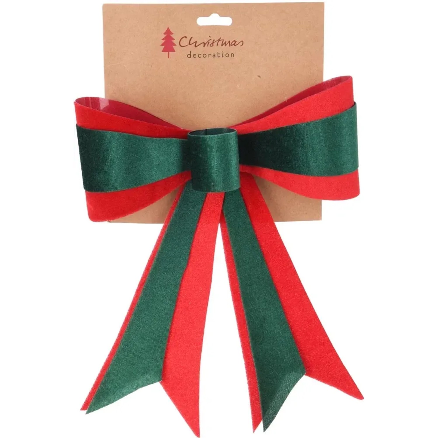 Dekoracja KOKARDA czerwono-zielona - 27x33 cm