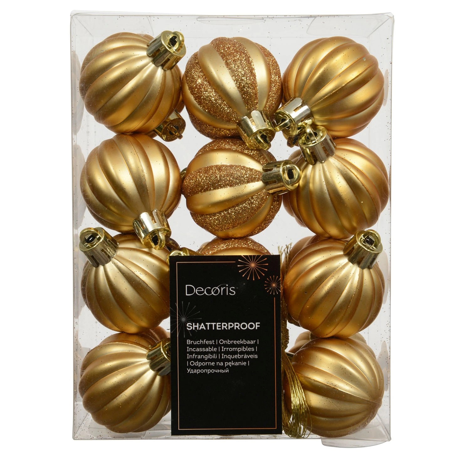 Bombki plastikowe matowe/brokatowe złote 4 cm - 12 szt.