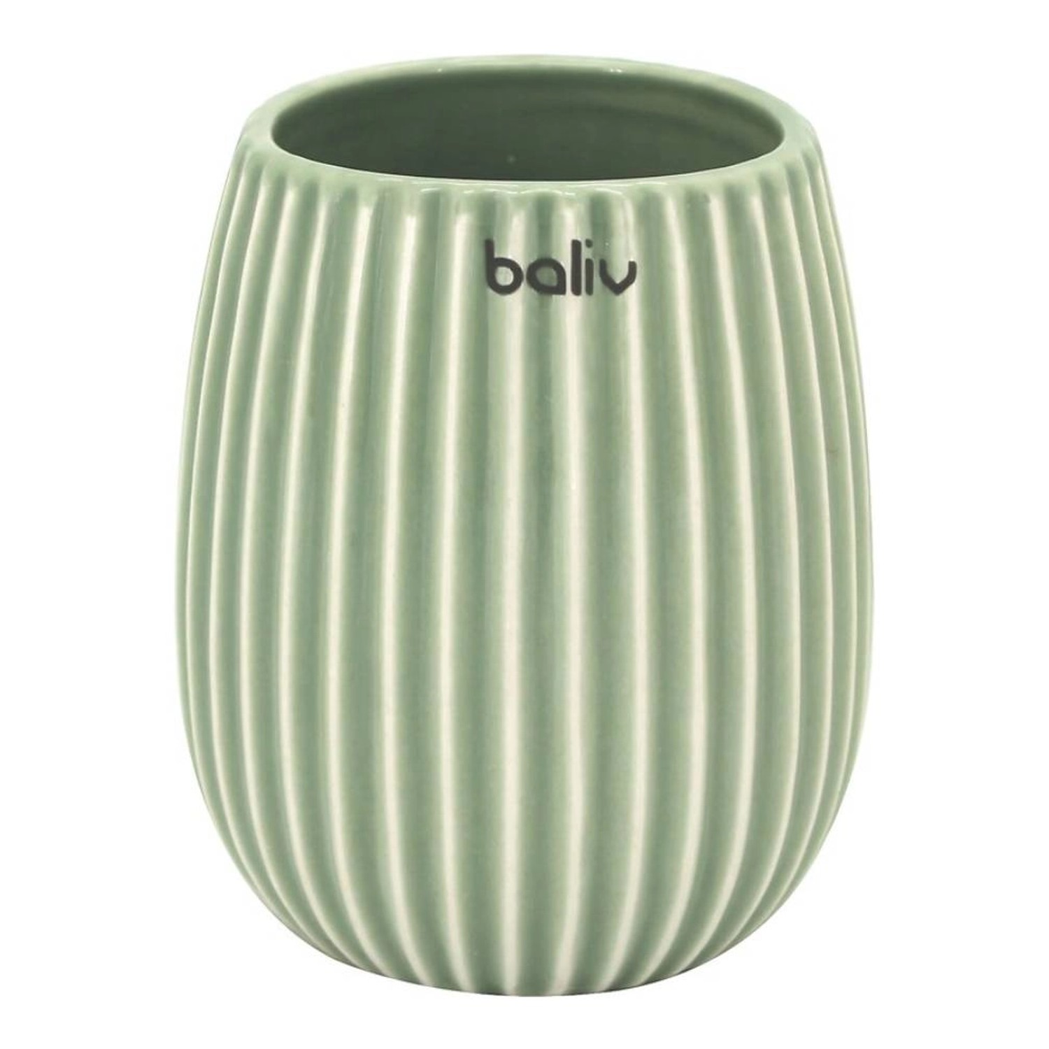 Baliv Kubek łazienkowy ceramiczny oliwkowo-biały